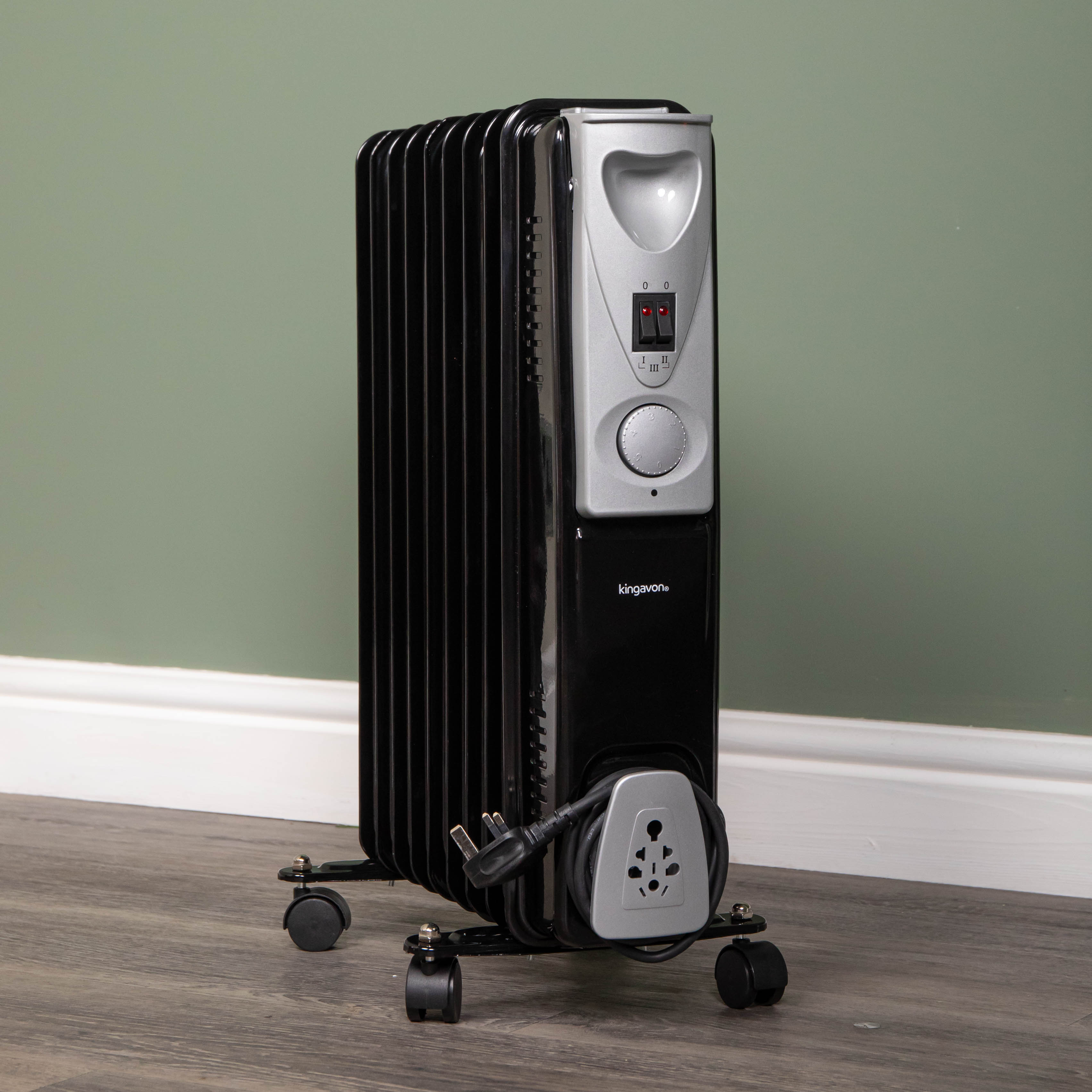 2000w 2kw 9 Fin Slimline Black Oil Filled Radiator Heater with Adjustable Thermostat