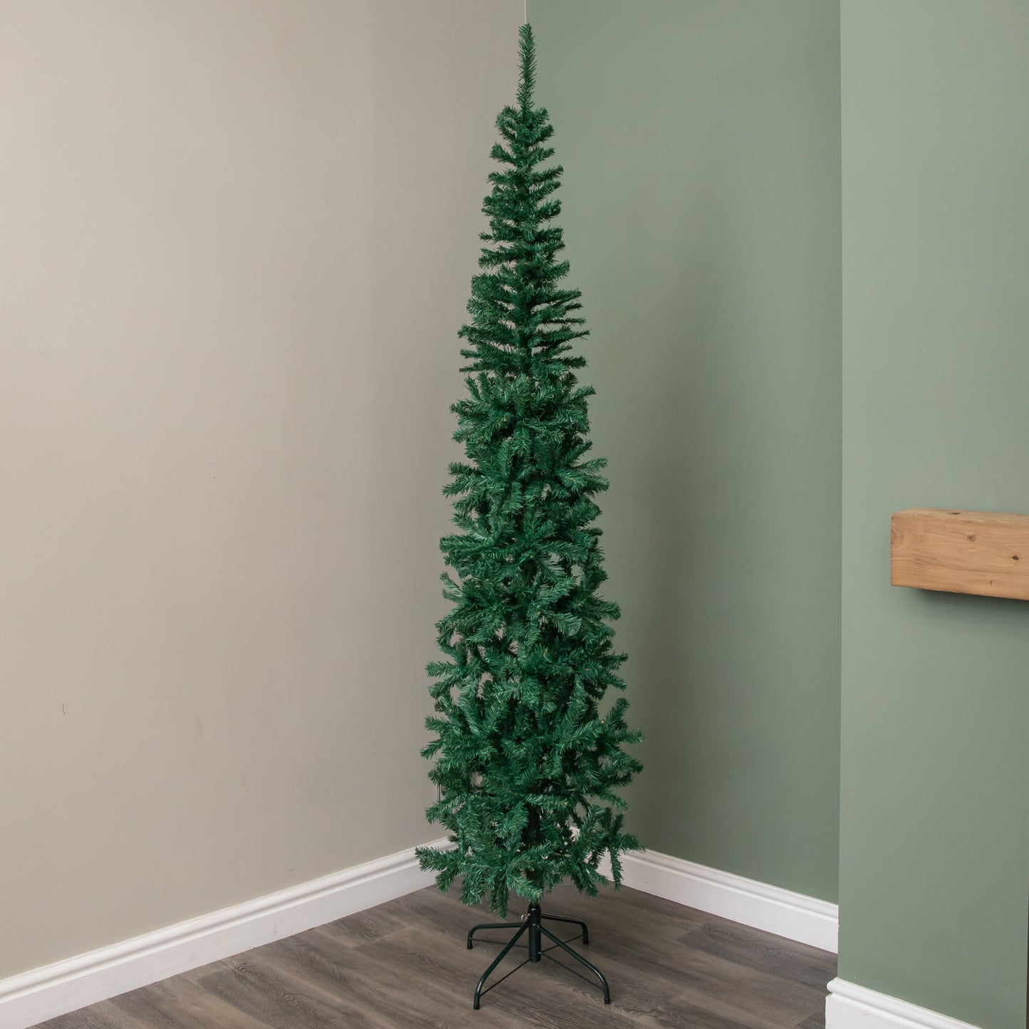 7.5ft (2.2m) Green Spruce Pencil Pine Christmas Tree with Metal Stand