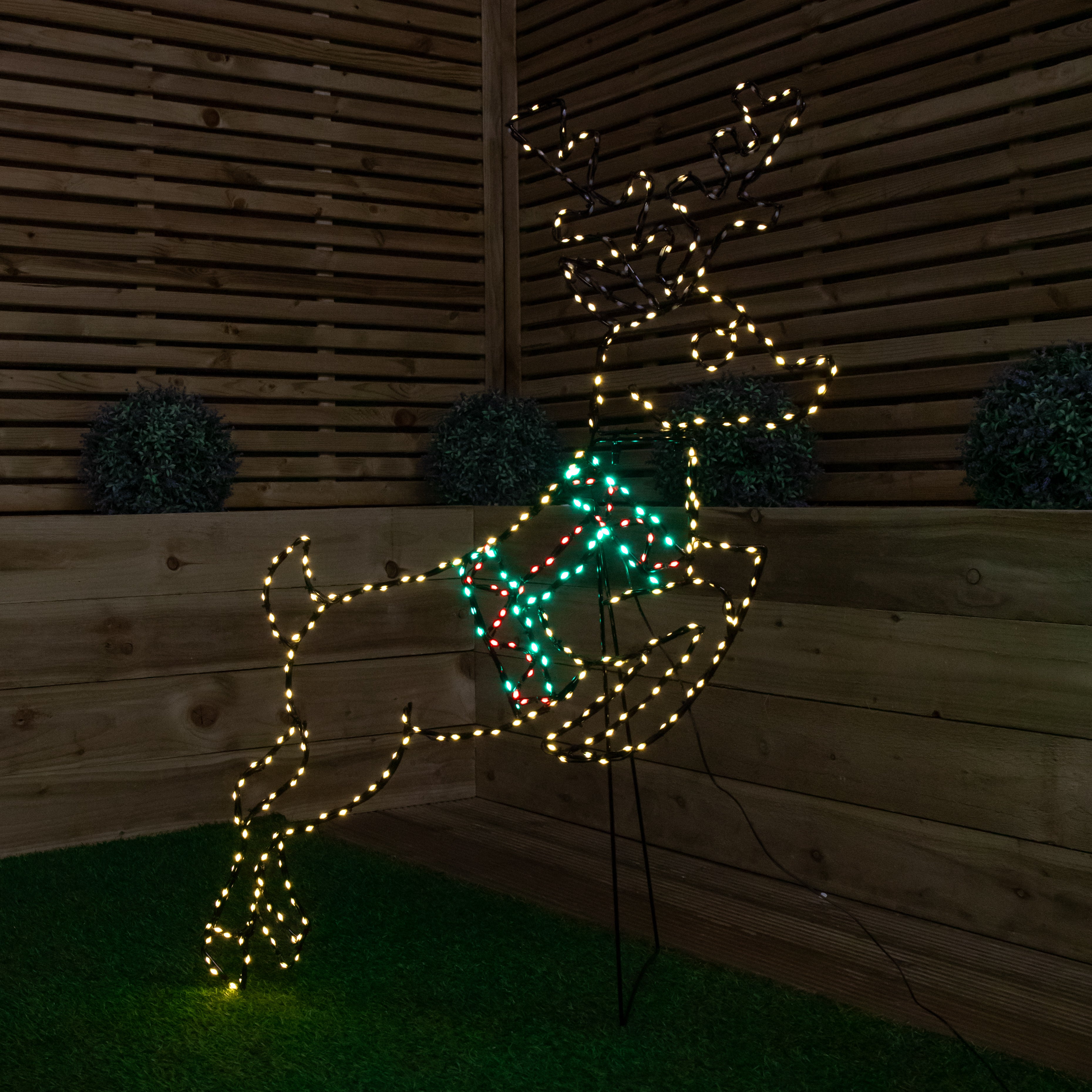 1.1m x 73cm Light up Prancing Christmas Reindeer with 350 Multi-Coloured LEDs