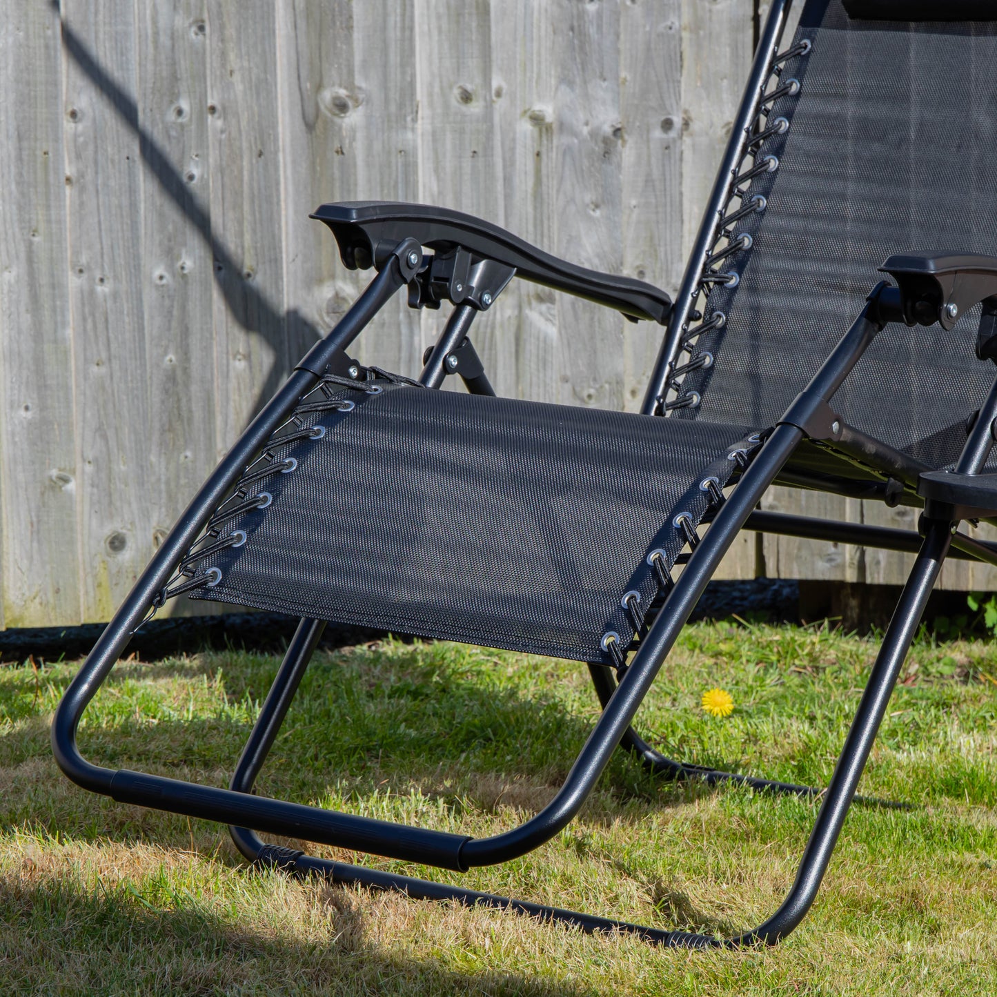Factory Seconds Multi Position Garden Gravity Relaxer Chair Sun Lounger with Sun Canopy in Black