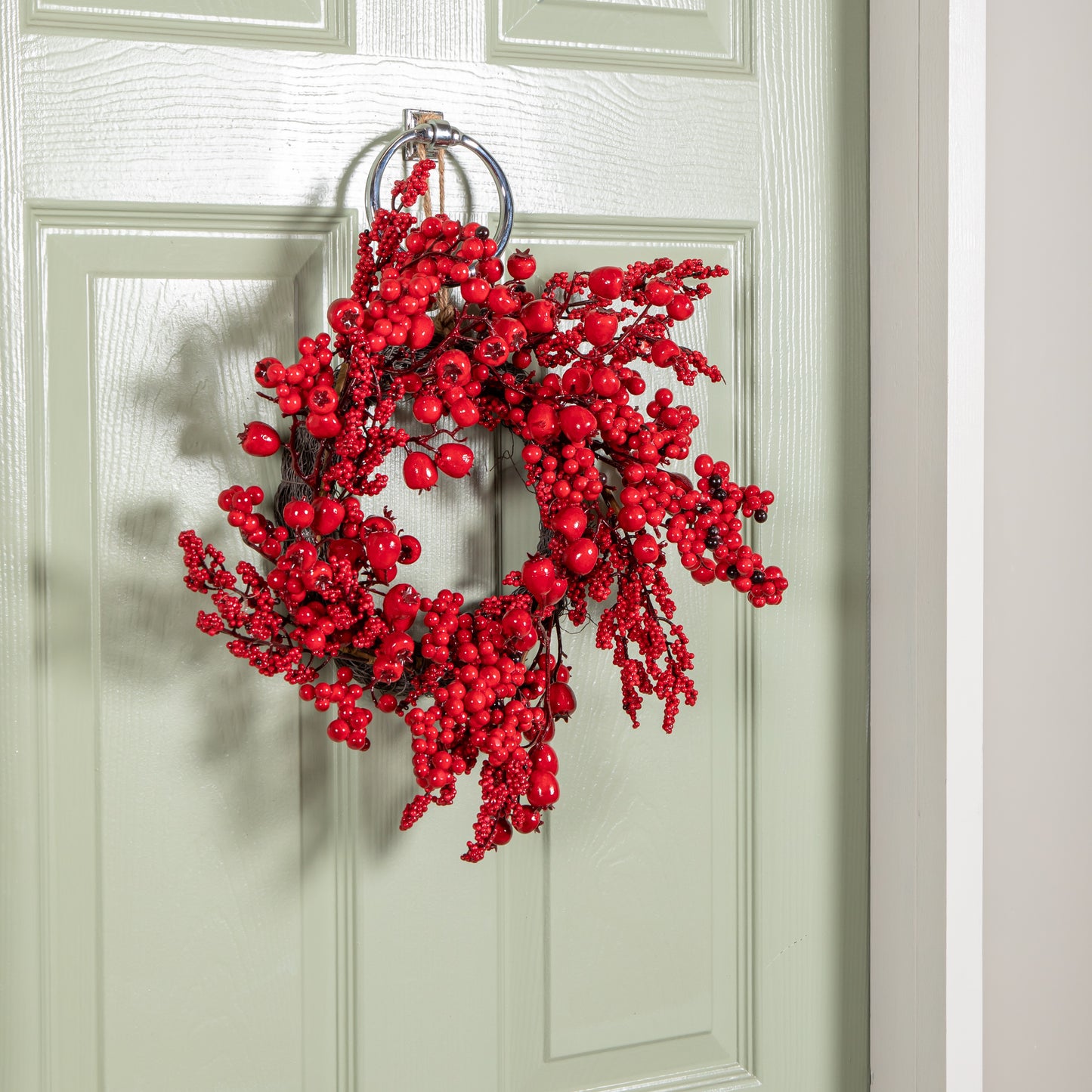 40cm Hanging Red Berry Burst Christmas Wreath