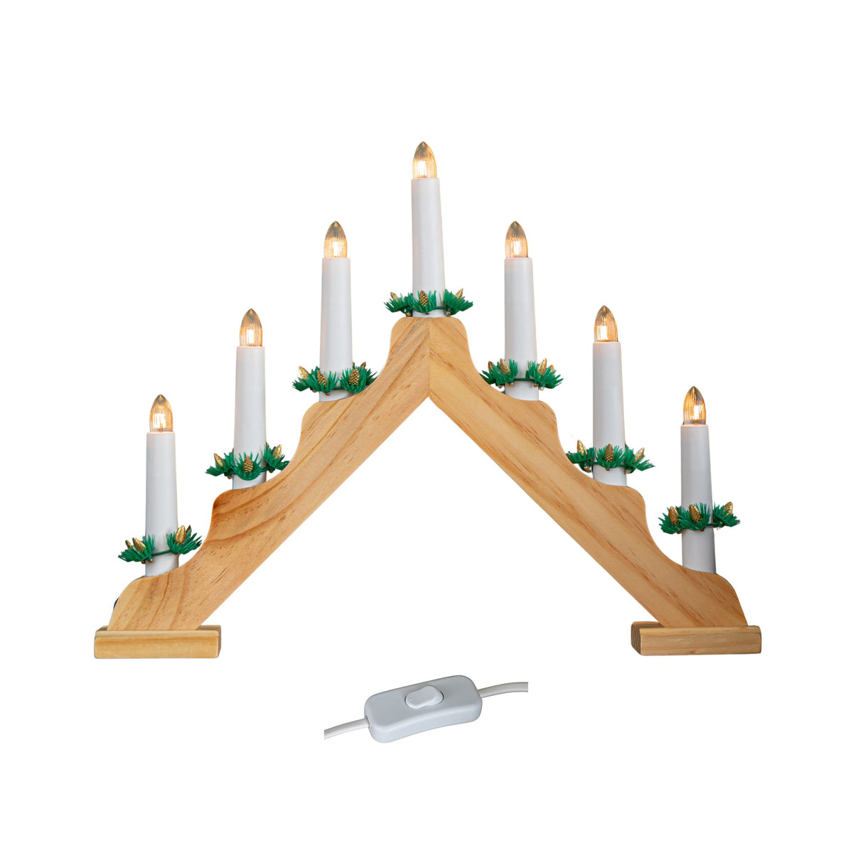 40cm Light up Wooden Christmas Candlebridge with 7 Warm White LEDs
