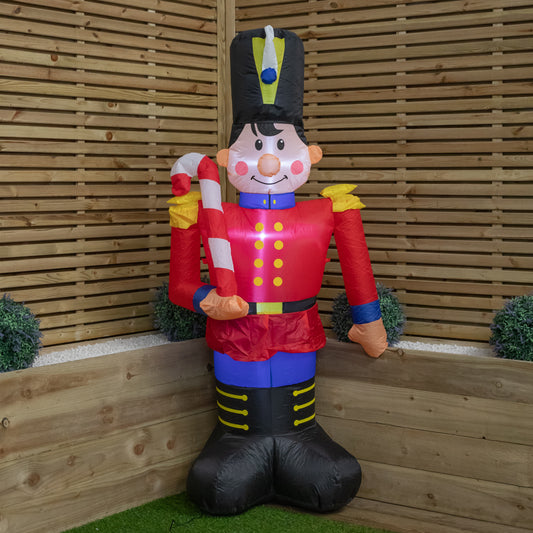 1.8m (6ft) Light up Toy Soldier with Candy Cane Christmas Inflatable Decoration