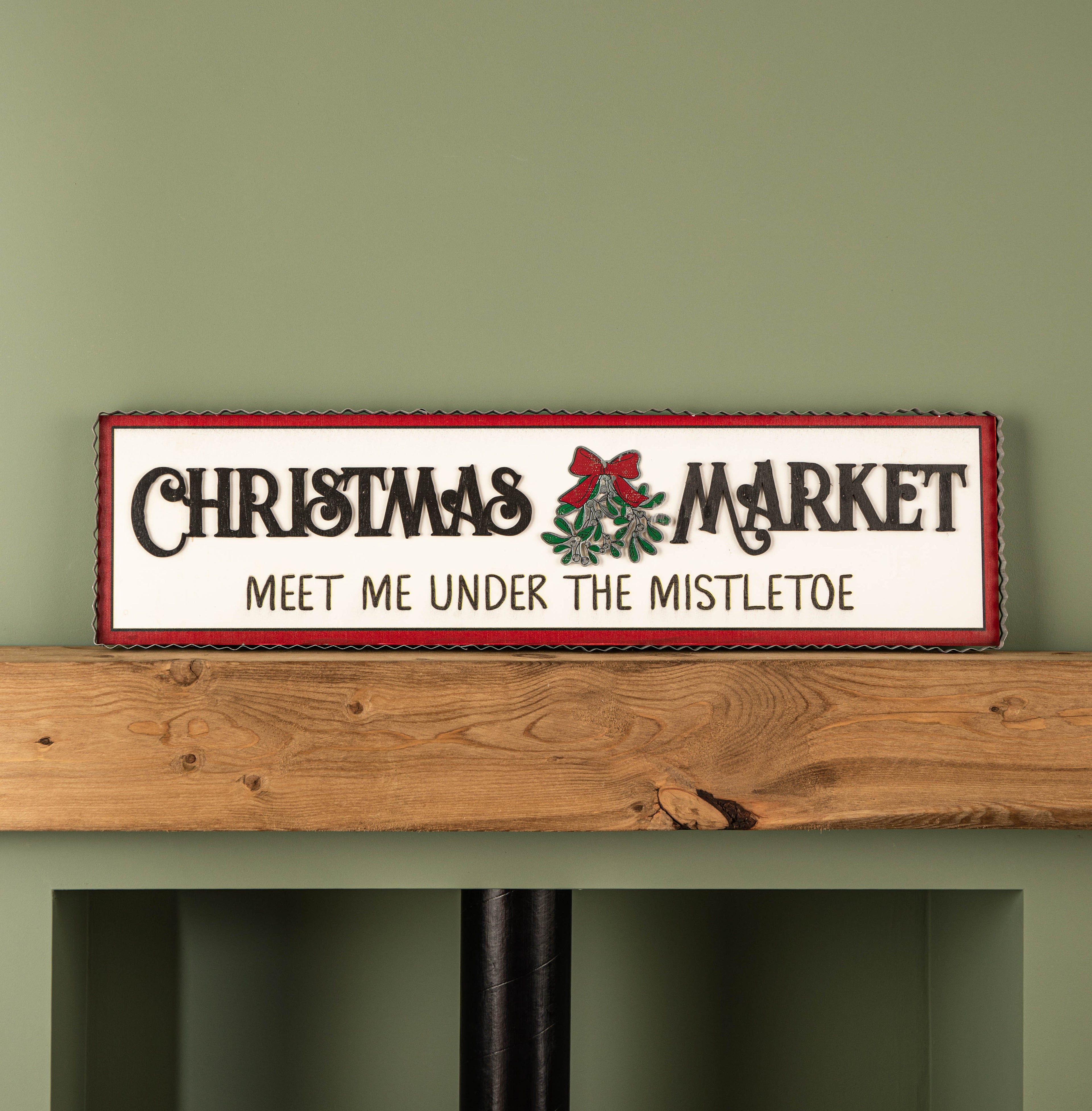 82cm White Wooden Christmas Market Hanging Sign