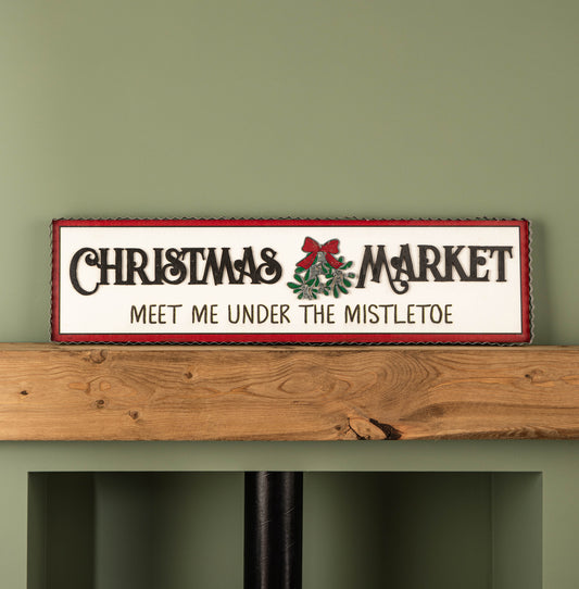 82cm White Wooden Christmas Market Hanging Sign