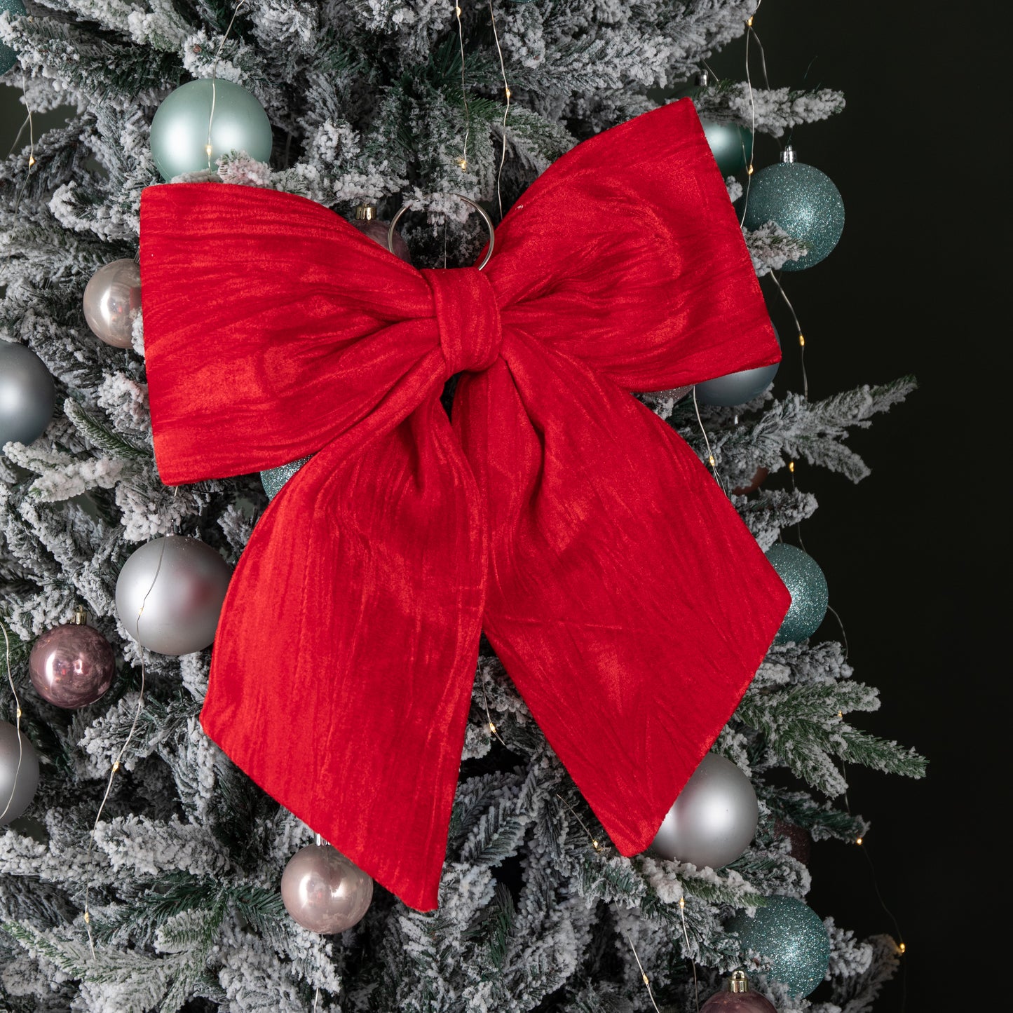 44cm Red Luxurious Velvet Hanging Christmas Bow Decoration