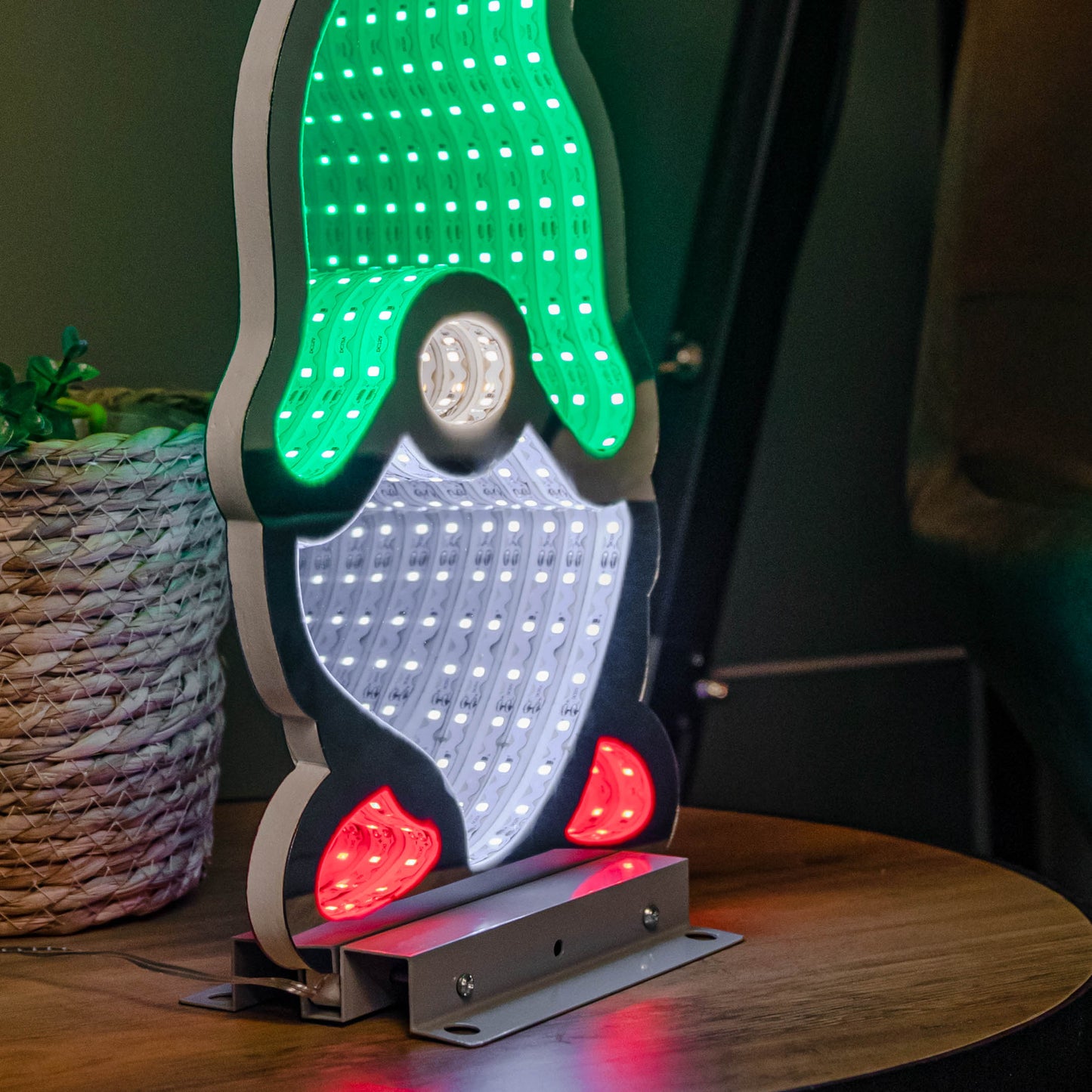 40cm Infinity Gonk with Hat on Metal Base with Green, White and Red LEDs