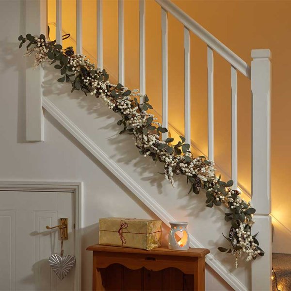 1.8m White Winter Berry Christmas Garland with Seasonal Foliage