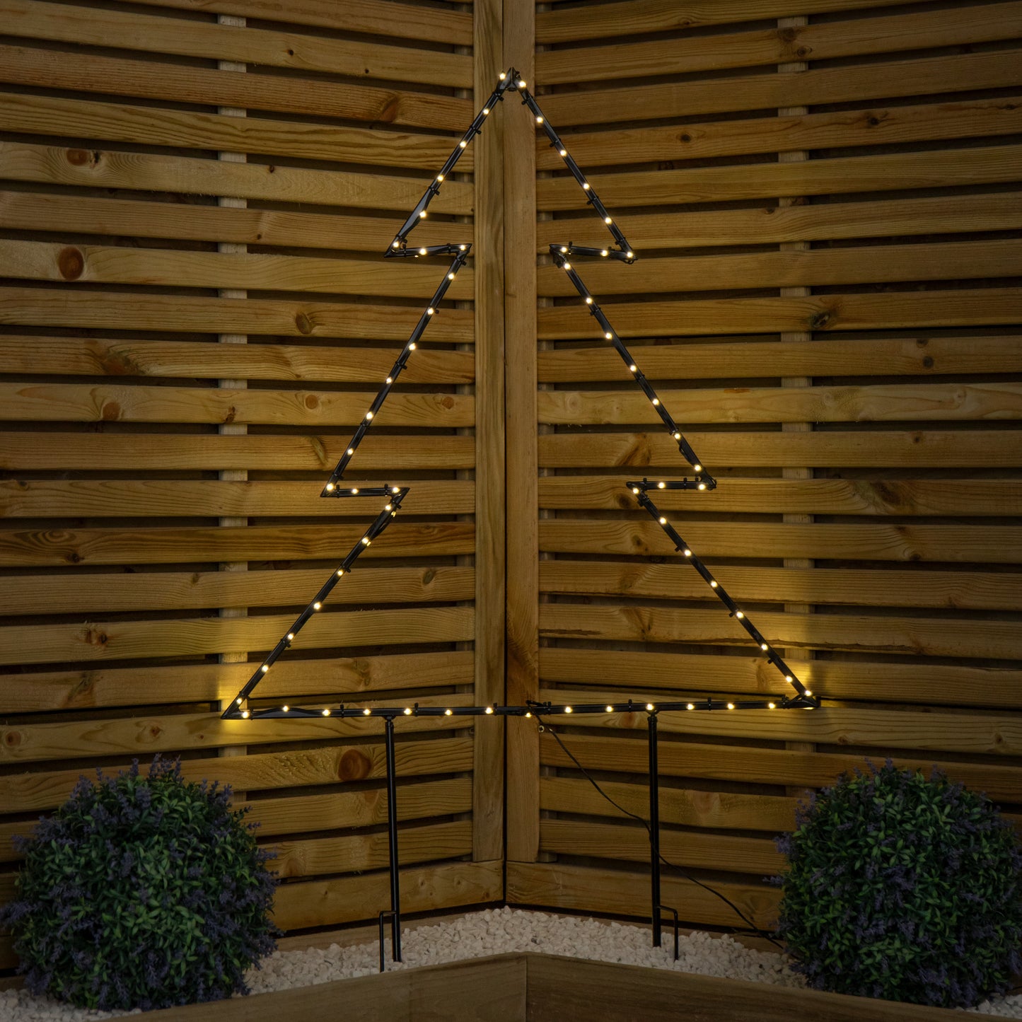 73cm x 80cm Light up Dewdrop Metal Christmas Tree with Garden Stake & Warm White LEDs