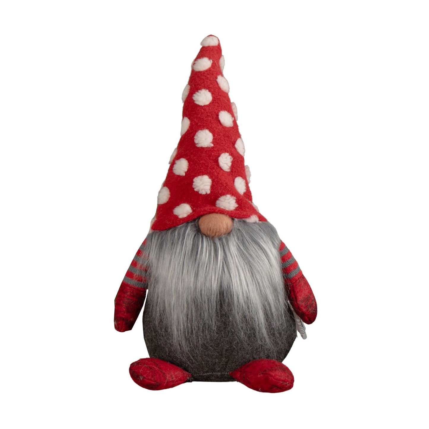 39cm Festive Grey & Red Bearded Christmas Gonk with White Polka Dot Hat