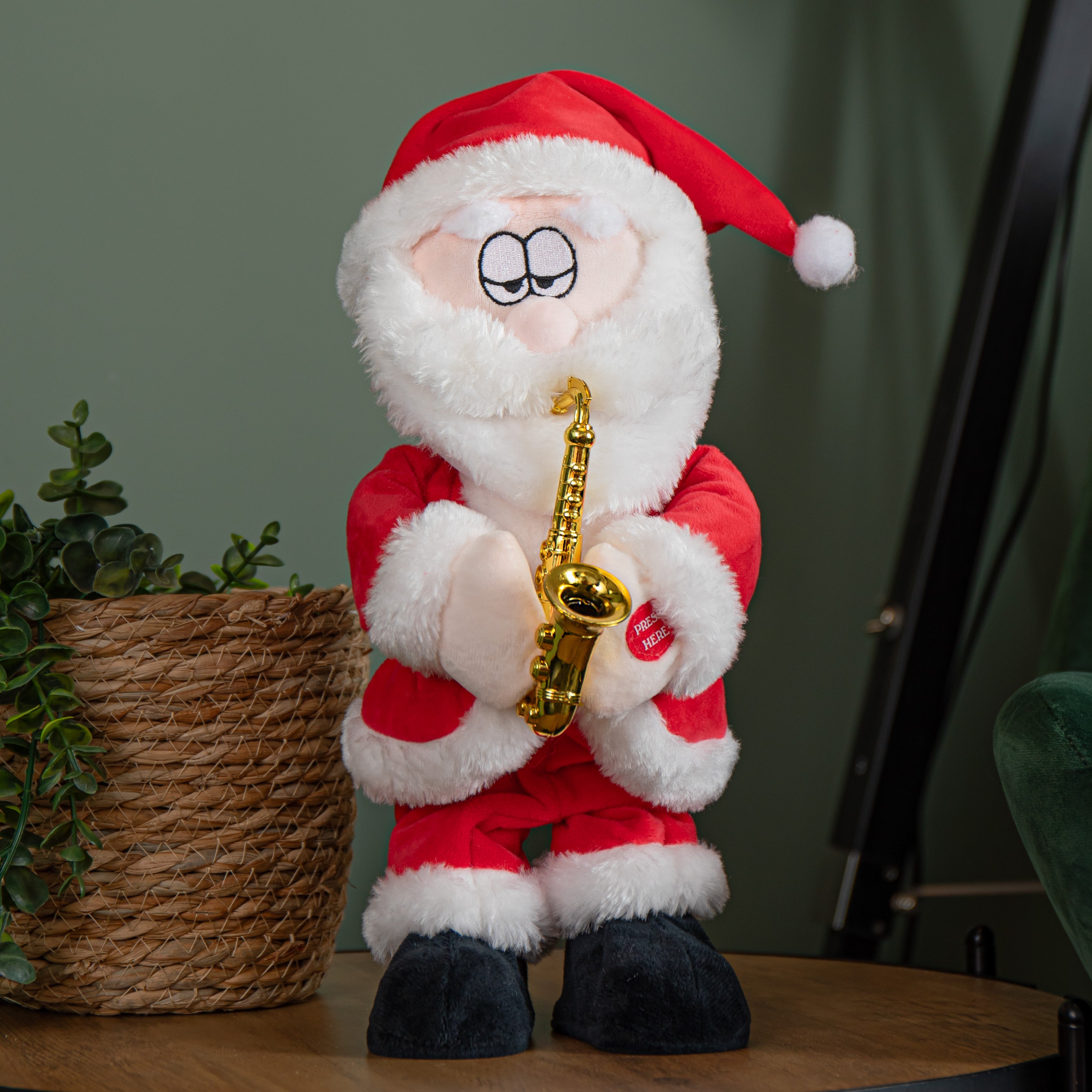35cm Battery Operated Animated Dancing Santa with Saxophone Christmas Decoration