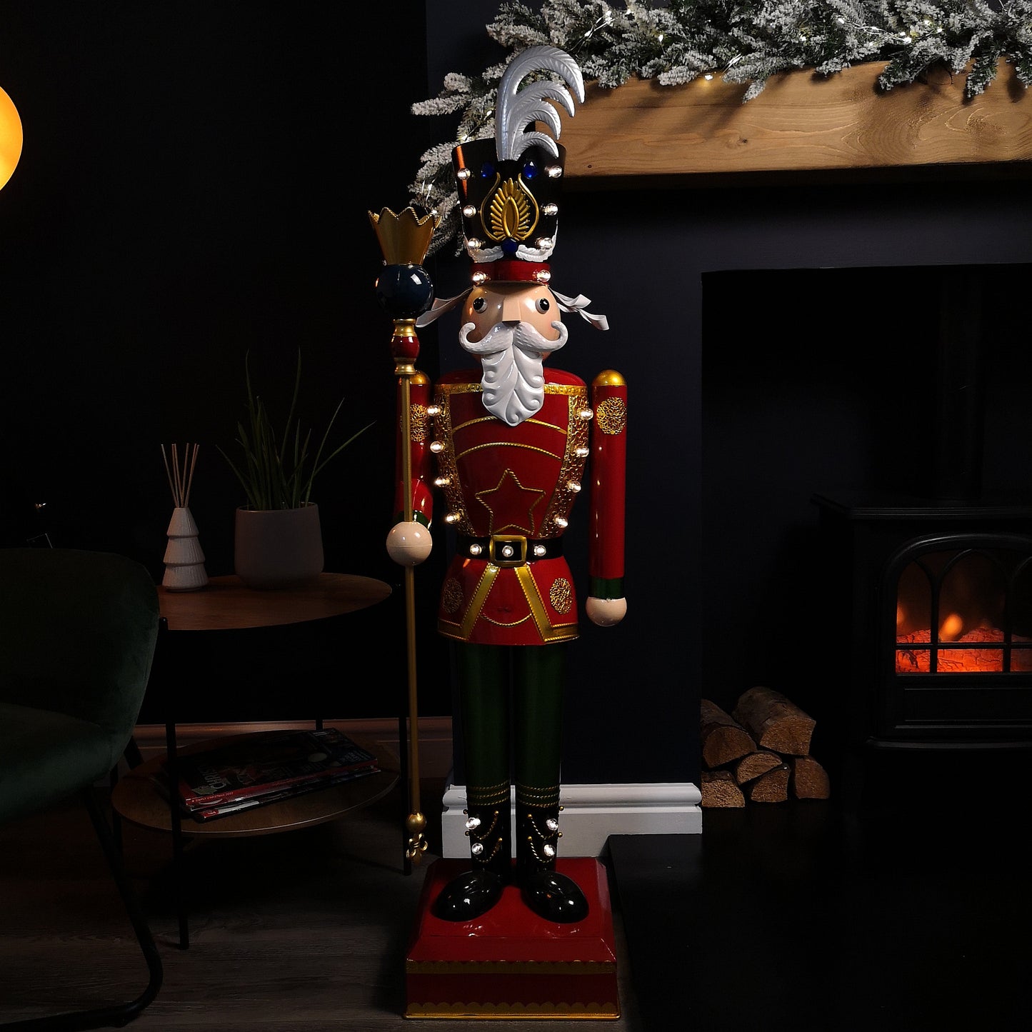 119cm Light Up Nutcracker Soldier LED Christmas Metal Ornament Home Decoration