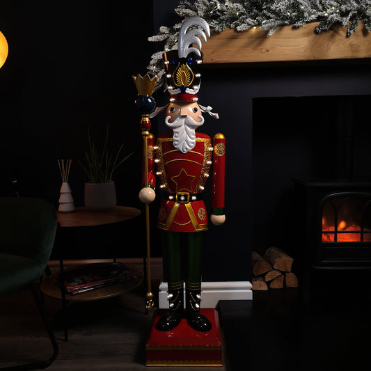 119cm Light Up Nutcracker Soldier LED Christmas Metal Ornament Home Decoration