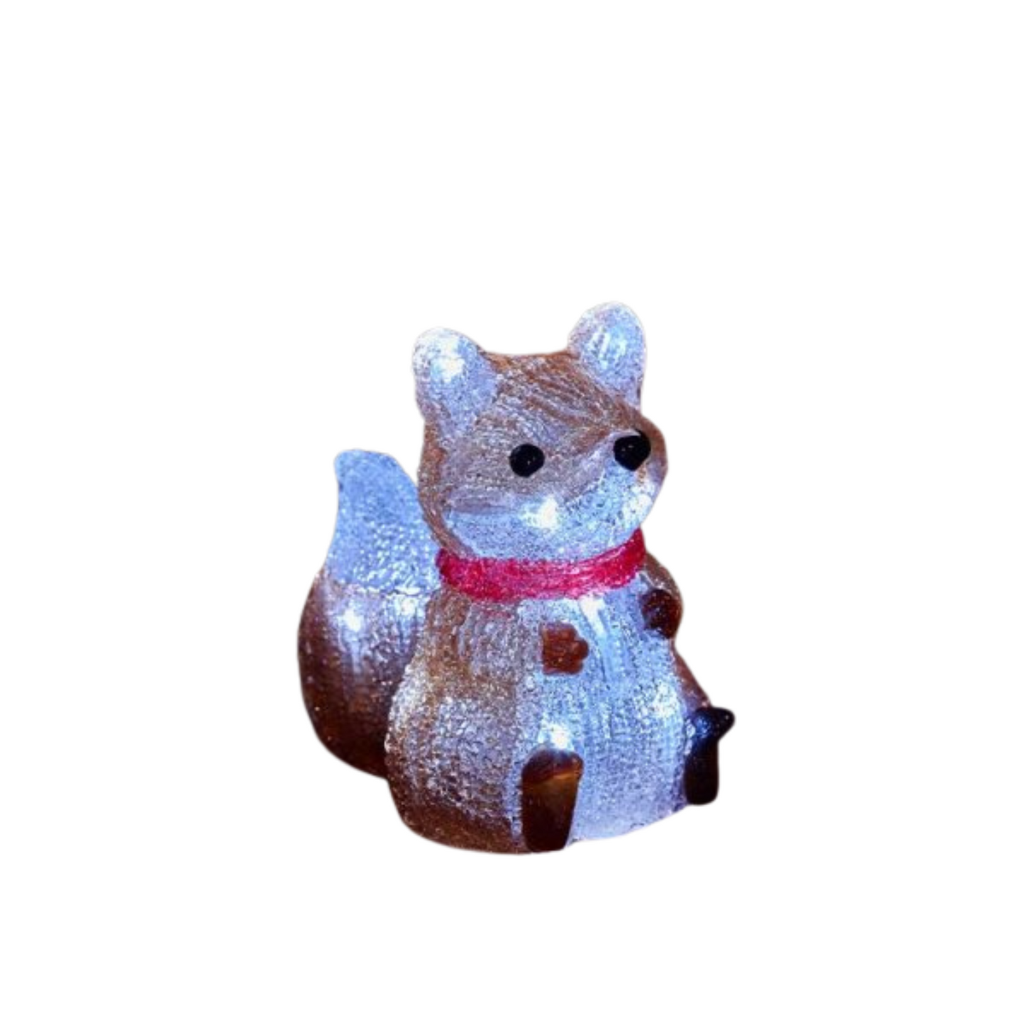 14cm Battery Operated Light up Christmas Ice Fox with 12 Cool White LEDs