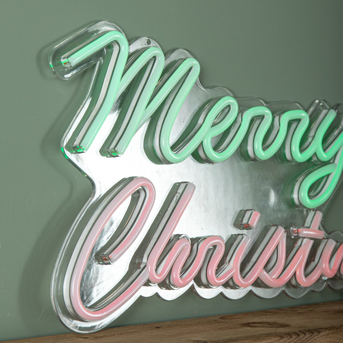 50cm Light up Merry Christmas Neon Flex Sign in Green and Red