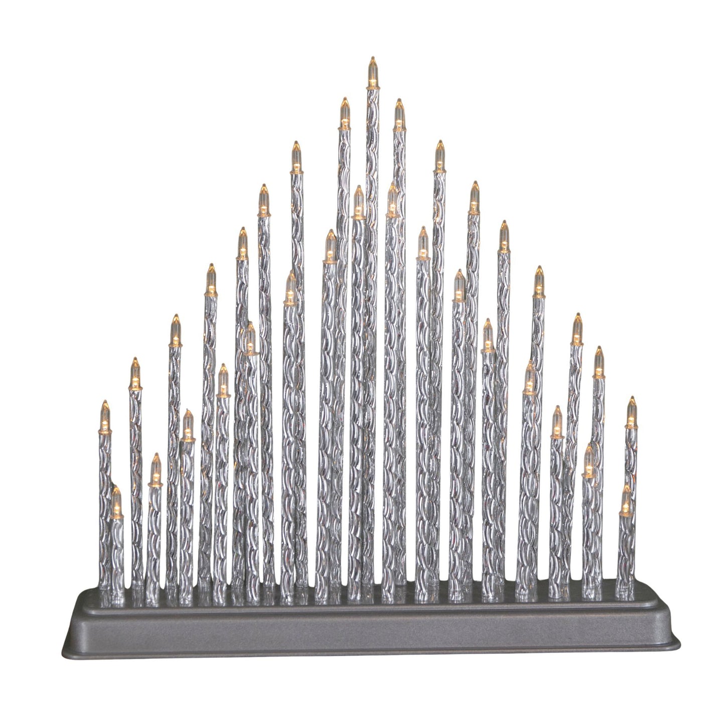 33cm Battery Operated Silver Light up Christmas Candle Bridge with 33 Warm White LEDs