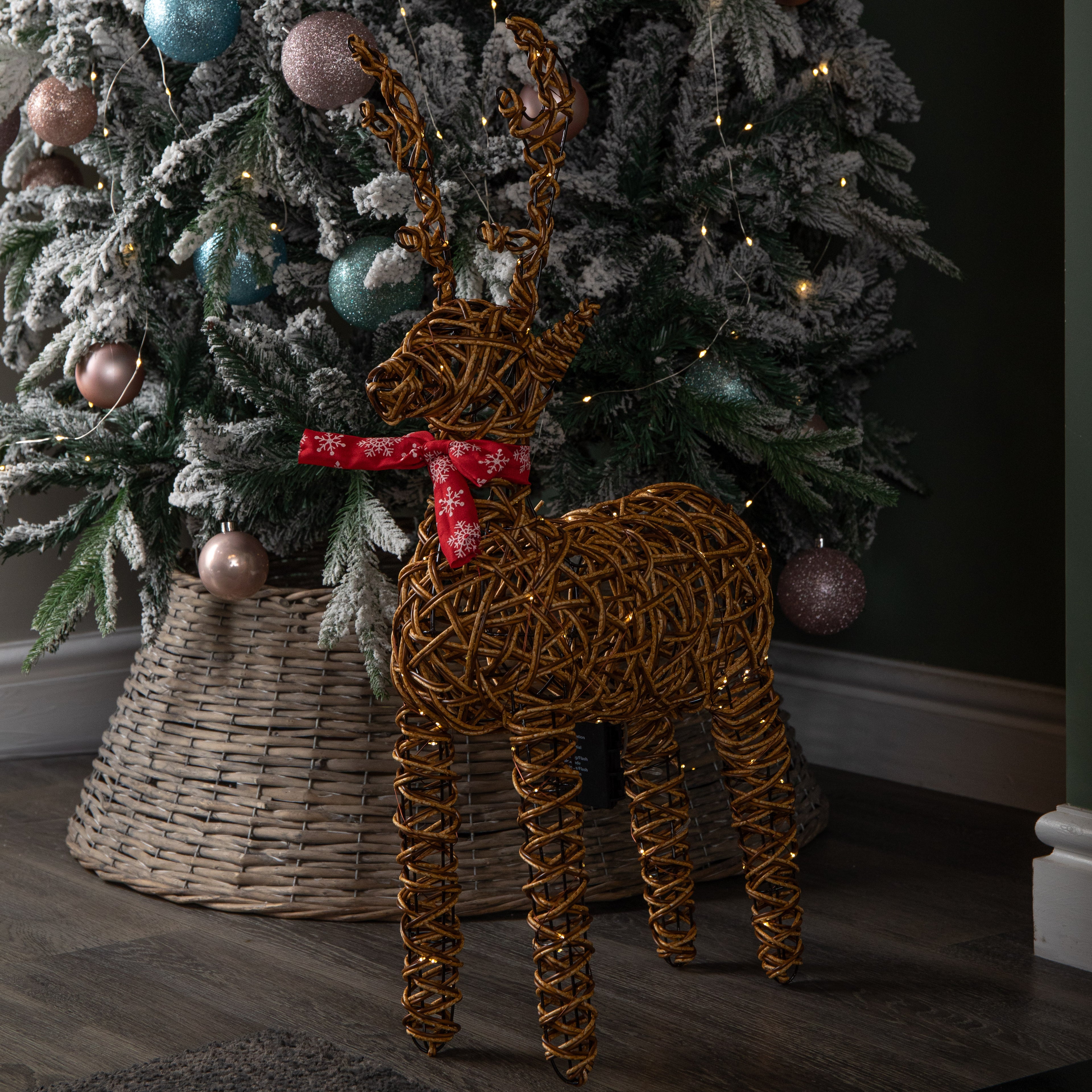 70cm Battery Operated Light up Brown Christmas Reindeer with 80 Warm White LEDs
