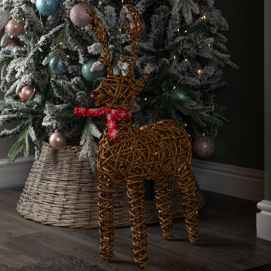 70cm Battery Operated Light up Brown Christmas Reindeer with 80 Warm White LEDs