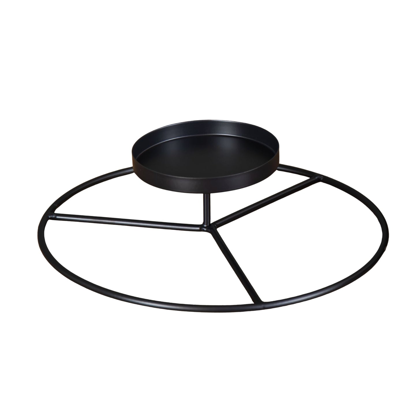 25cm Black Round Metal Pillar Candle Ring Holder