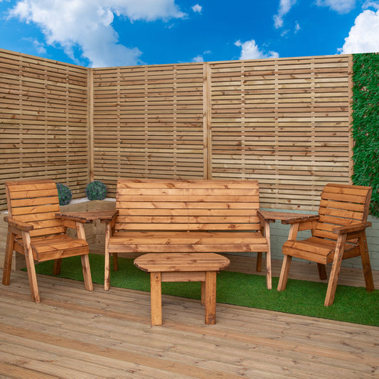 5 Seater Chunky Wooden Garden Furniture Set with Coffee Table