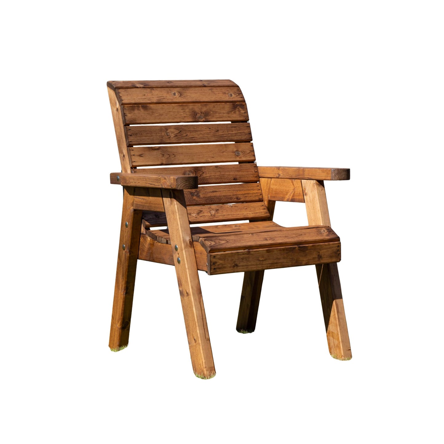 Charles Taylor Hand Made Traditional Chunky Rustic Wooden Garden Chair Furniture Flat Packed