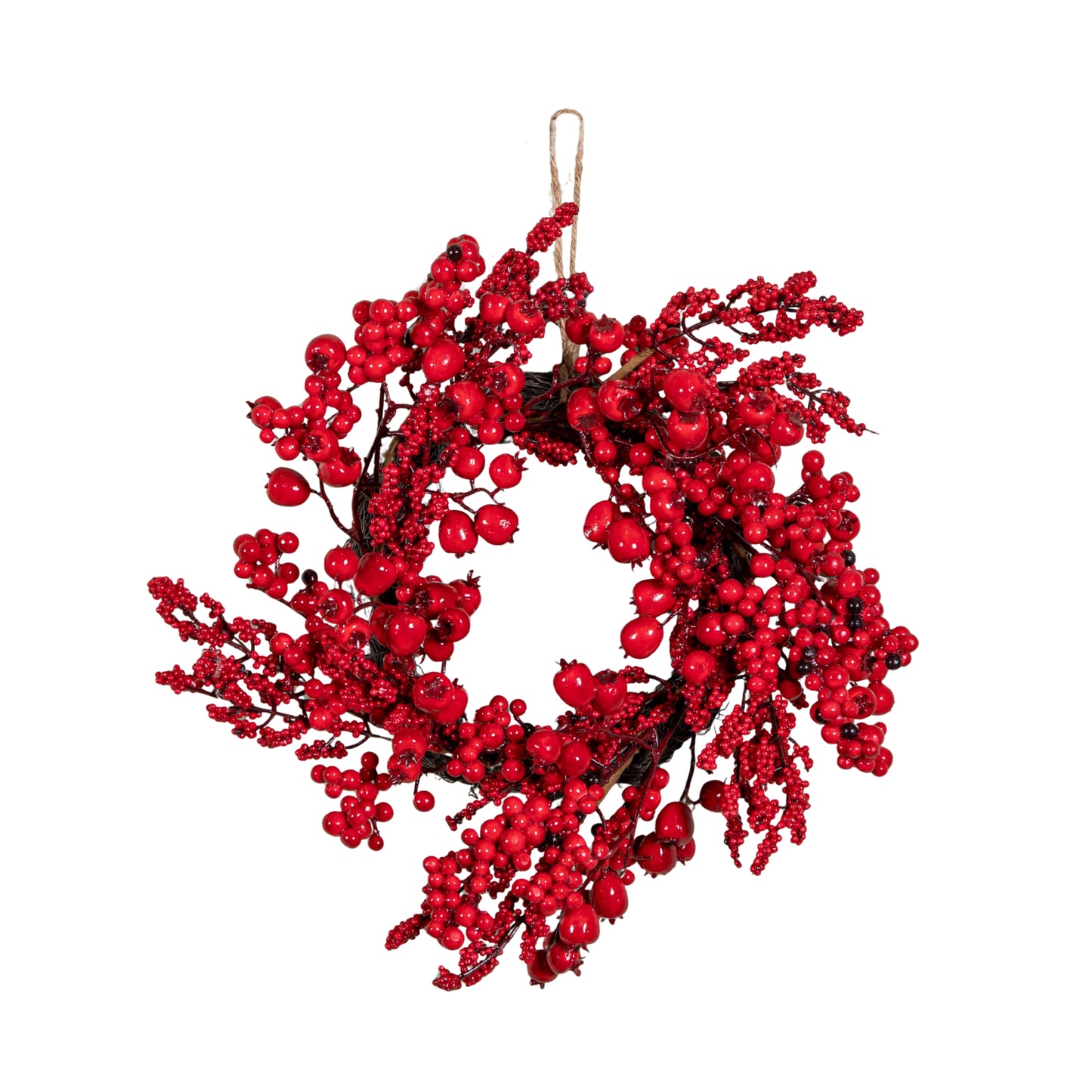 40cm Hanging Red Berry Burst Christmas Wreath
