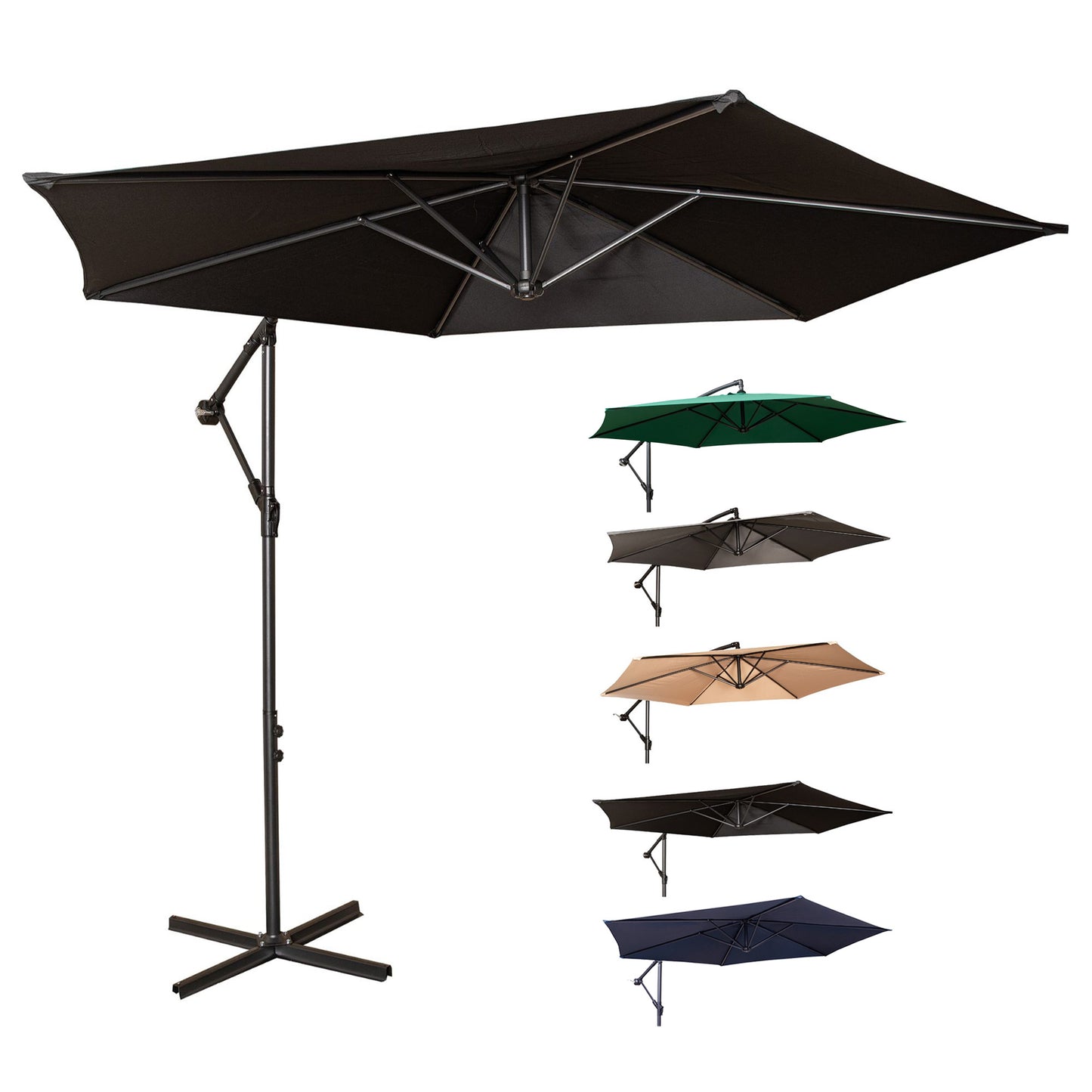 Choice of Colour 3m Hanging Banana Cantilever Garden Parasol with Cover