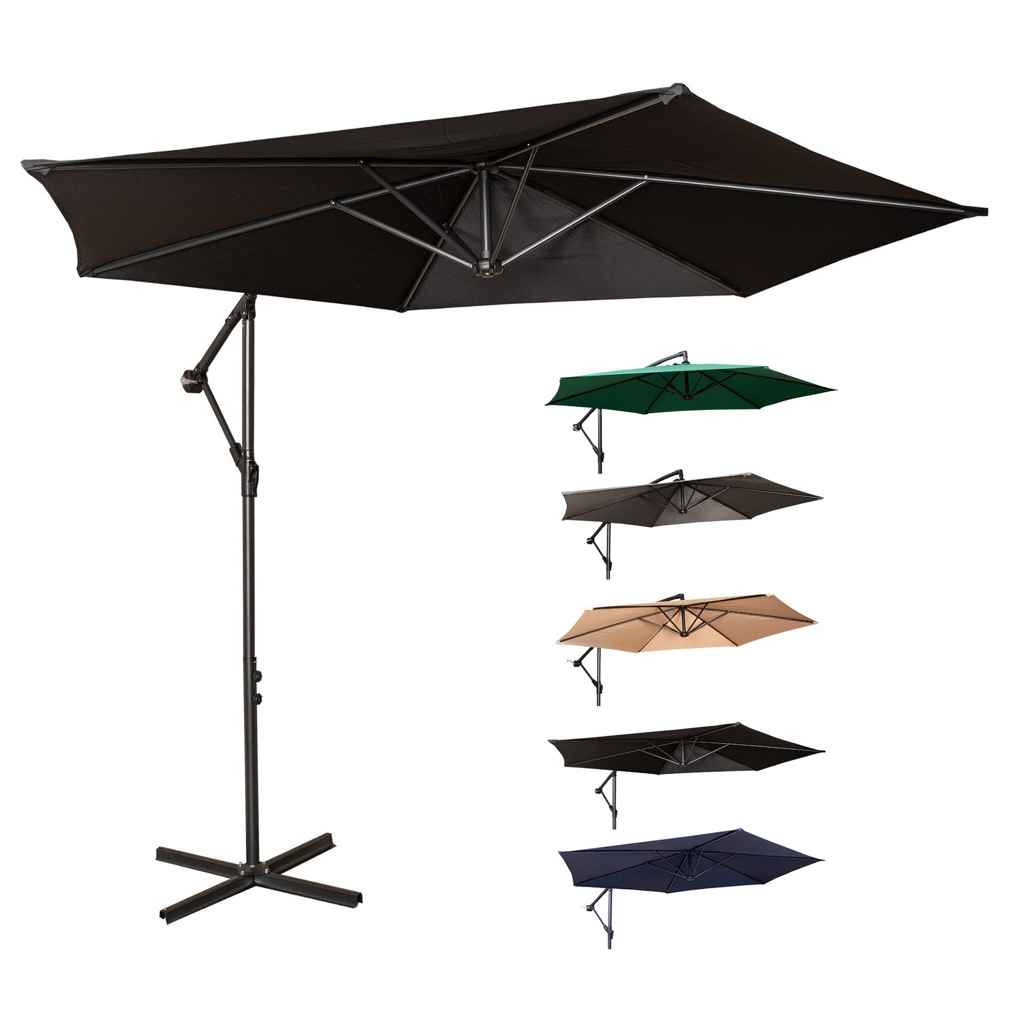 Choice of Colour 3m Hanging Banana Cantilever Garden Parasol with Cover
