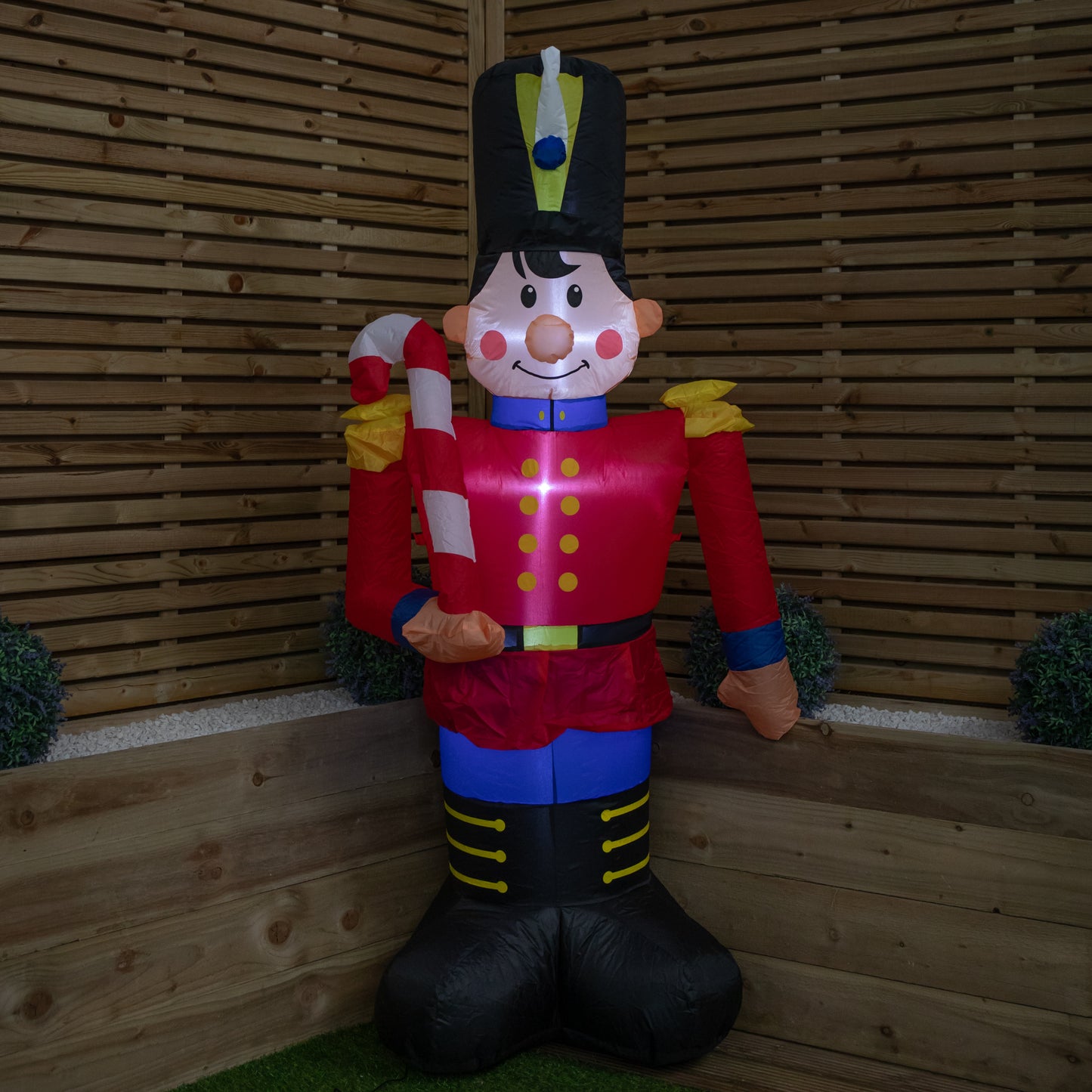 1.8m (6ft) Light up Toy Soldier with Candy Cane Christmas Inflatable Decoration