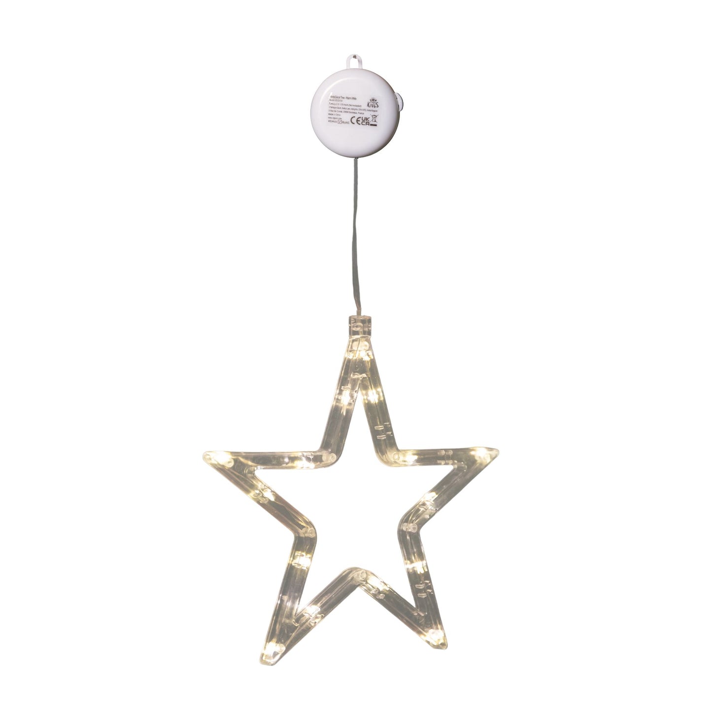 20cm Battery Operated Light up Christmas Star Window Decoration with Warm White LEDs