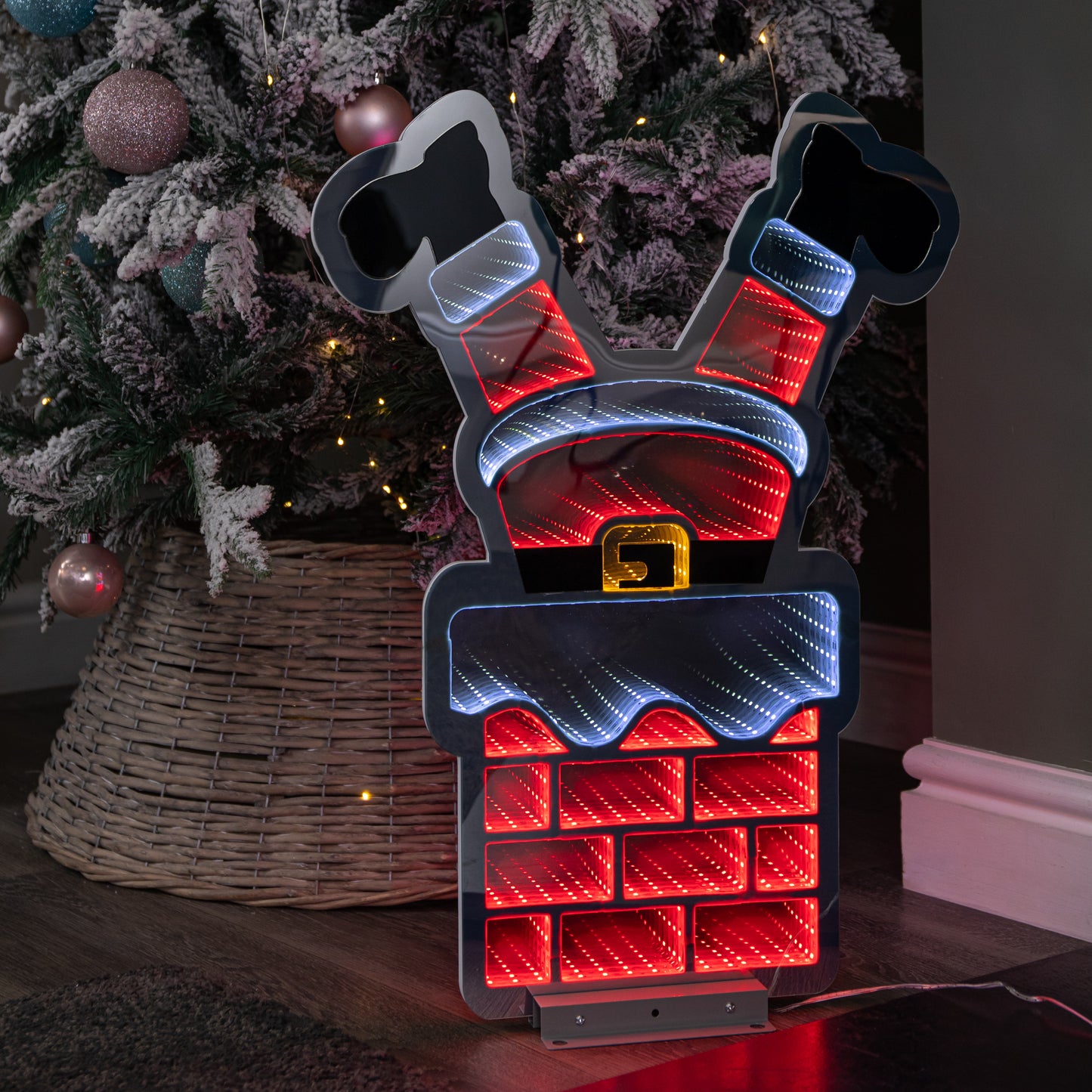 60cm Light up Santa's Leg in Chimney Christmas Infinity Decoration with LEDs
