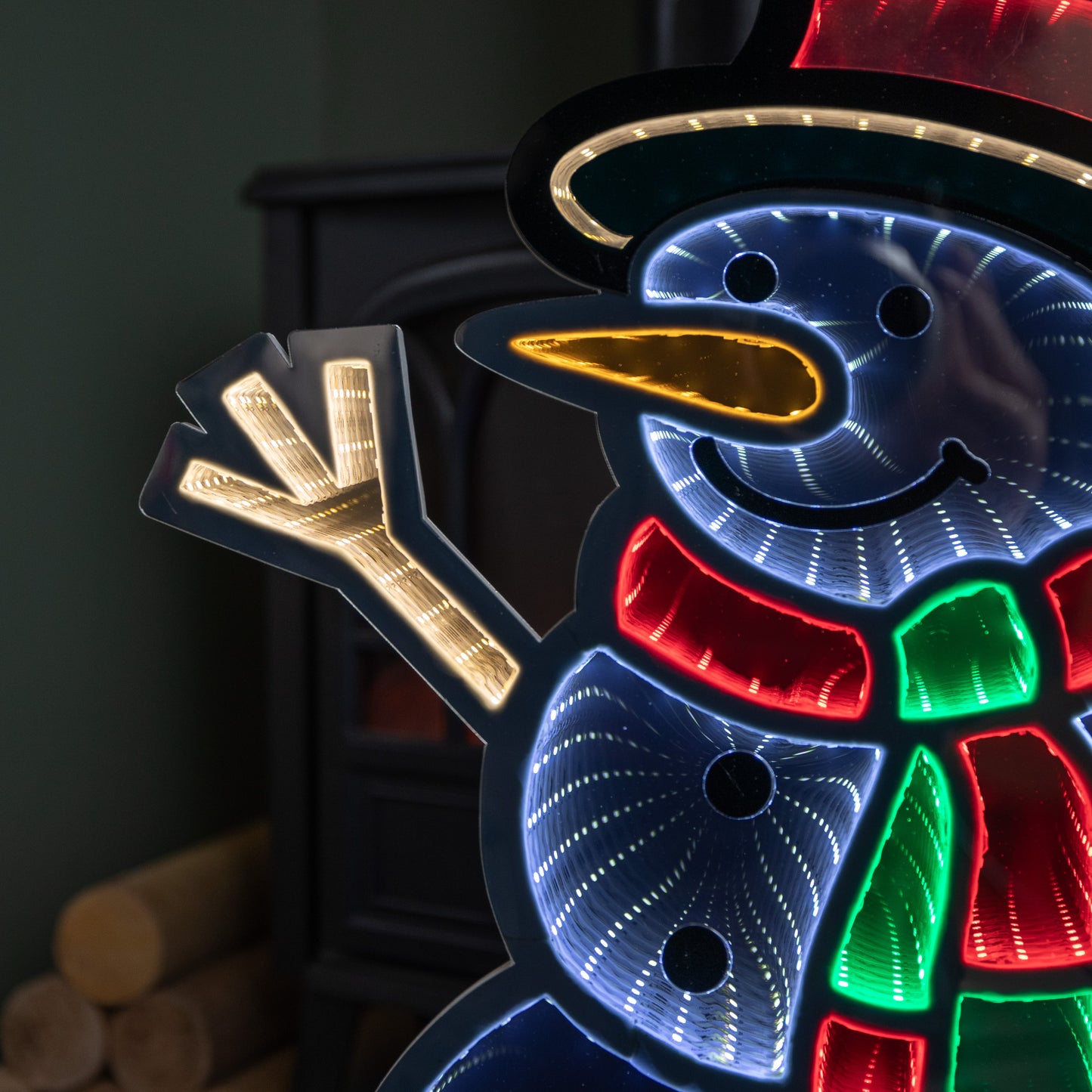 60cm Light up Standing Snowman Infinity Christmas Decoration with Multi-Coloured LEDs