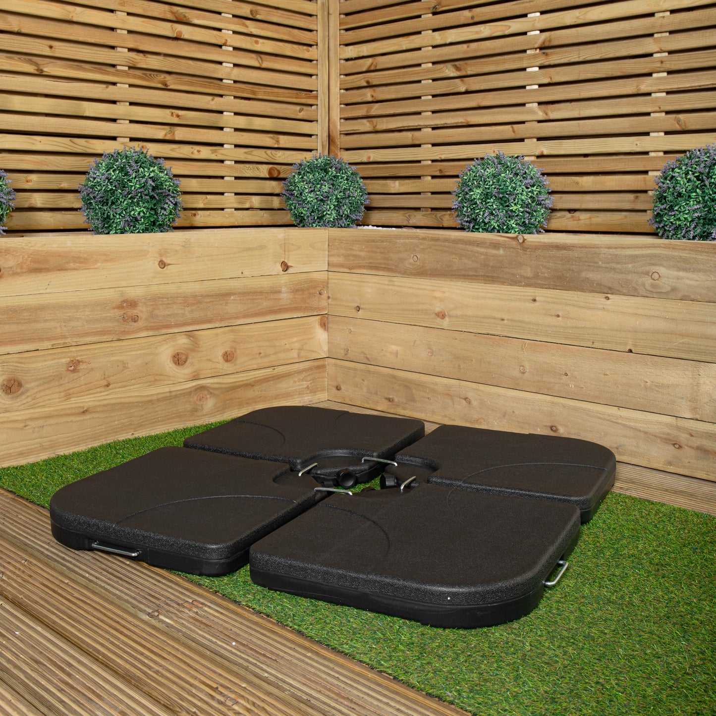 Factory Seconds: Samuel Alexander 4 PC Square Cantilever Parasol Base Weight Set for Banana Hanging Umbrella Cantilever Garden Parasols Fillable with 80kg Sand or 50kg Water