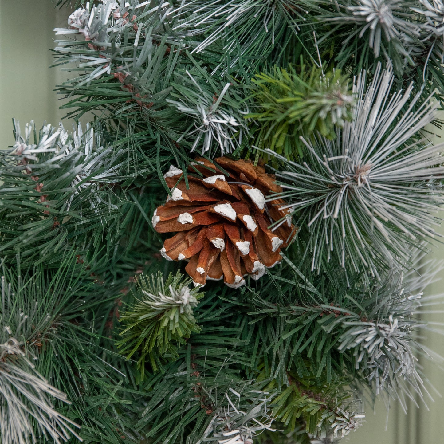60cm Frosted Glacier Snow Tipped Christmas Wreath with Pine Cones