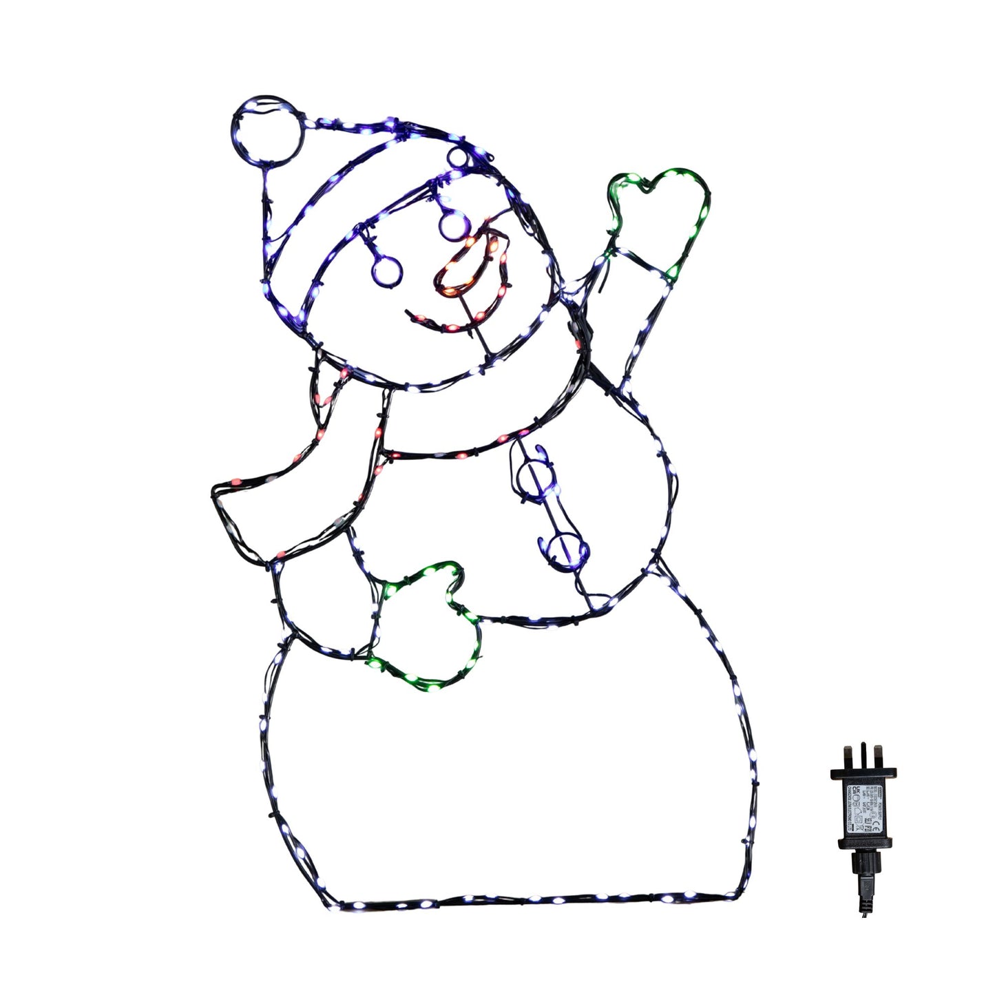 60cm x 38cm Light up FlexiBrights Christmas Snowman with 177 Multi-Coloured LEDs