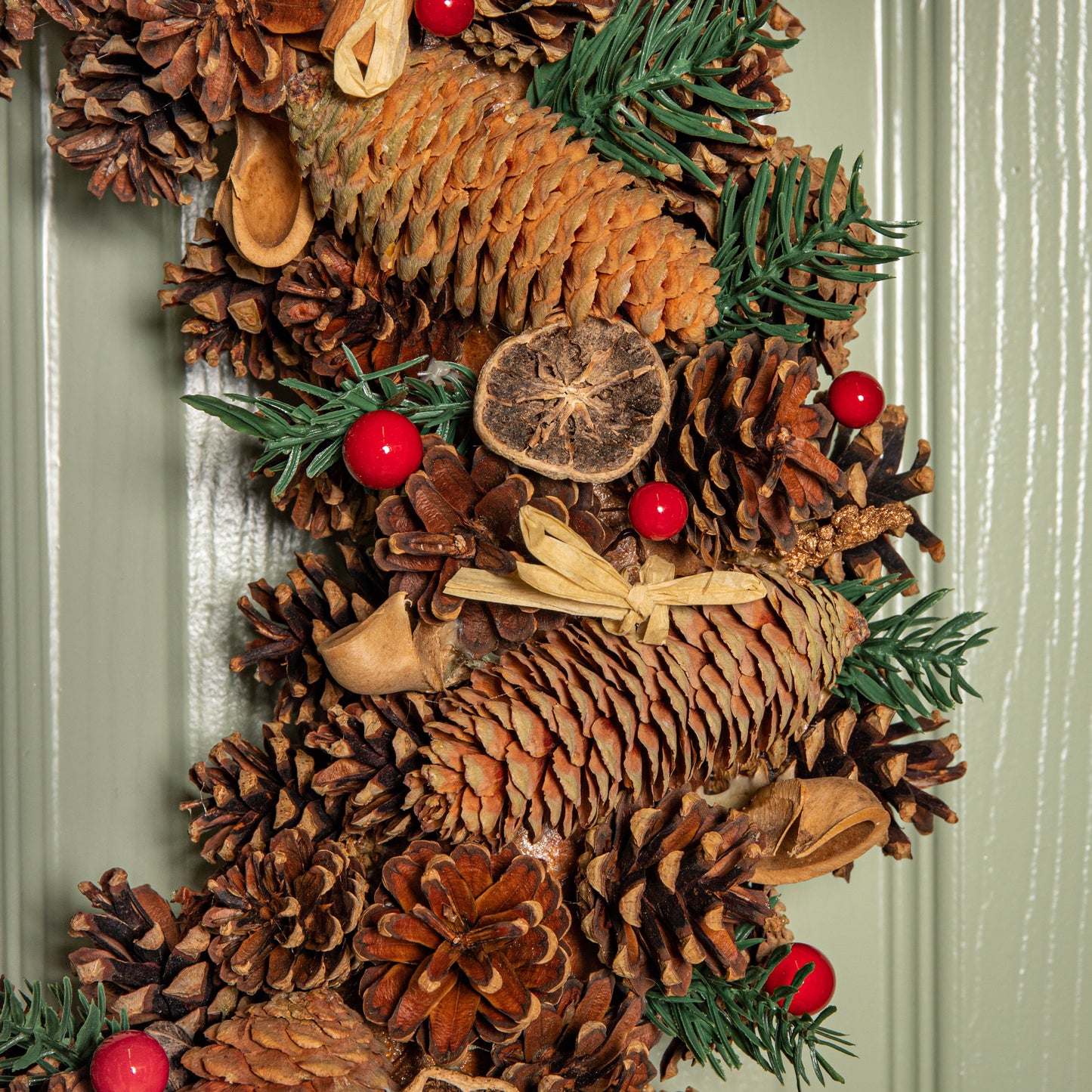 50cm Winter Spice Hanging Christmas Wreath with Pine Cones Red Berries & Dried Fruit