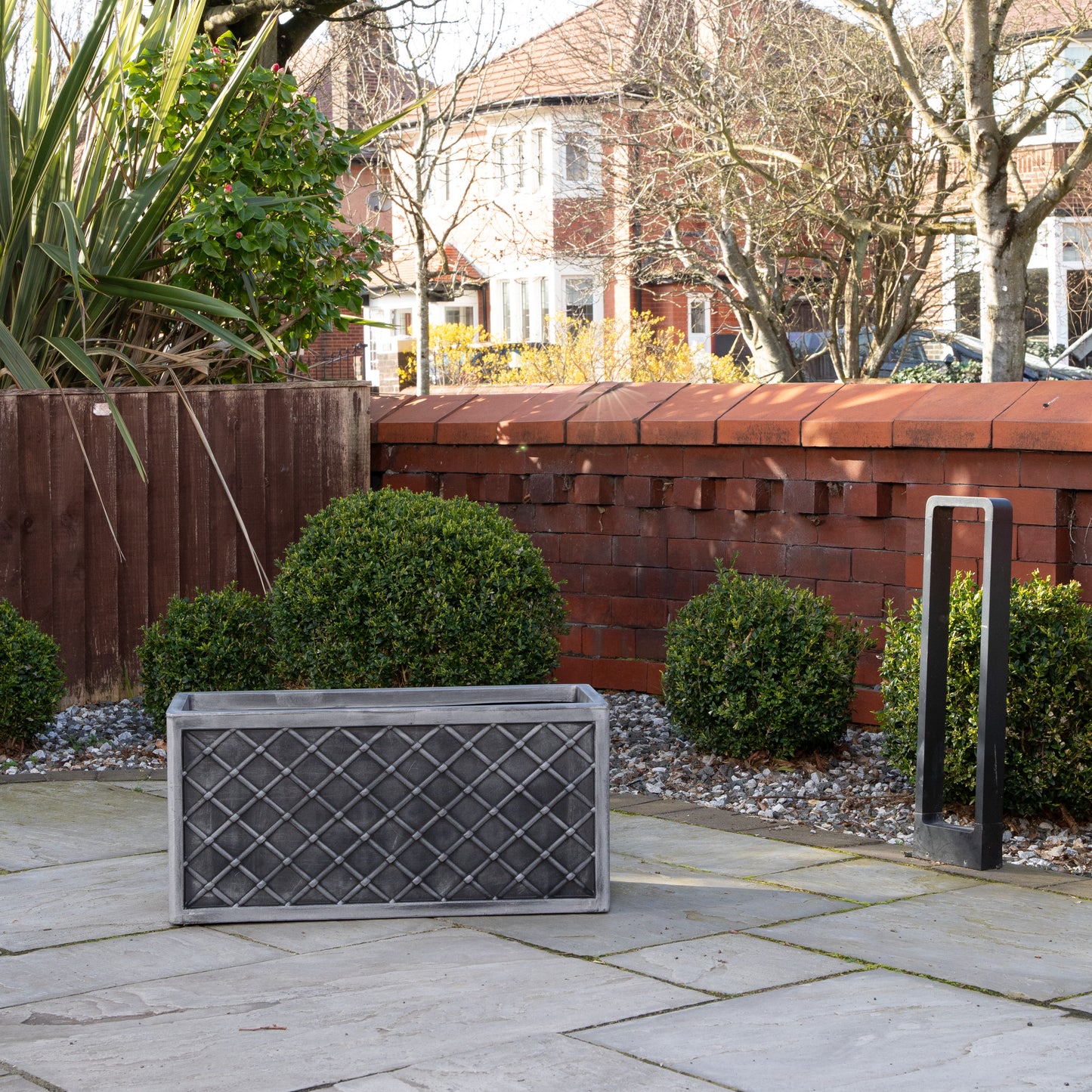70cm Lazio Grey Plastic Pewter Effect Garden Patio Plant Pot Planter