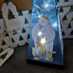 35cm Battery Operated Laser Pyramid Christmas Decoration - The Snowman and Friends