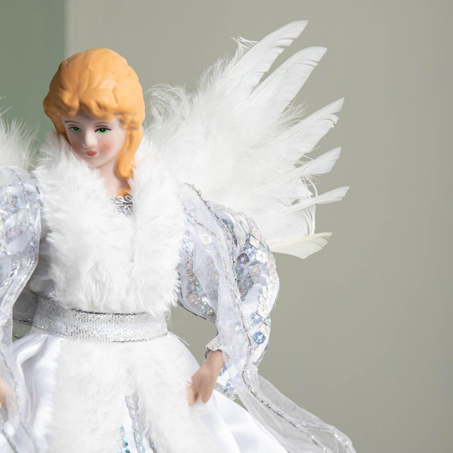 30cm Premier Christmas Tree Topper Angel Decoration in White & Silver