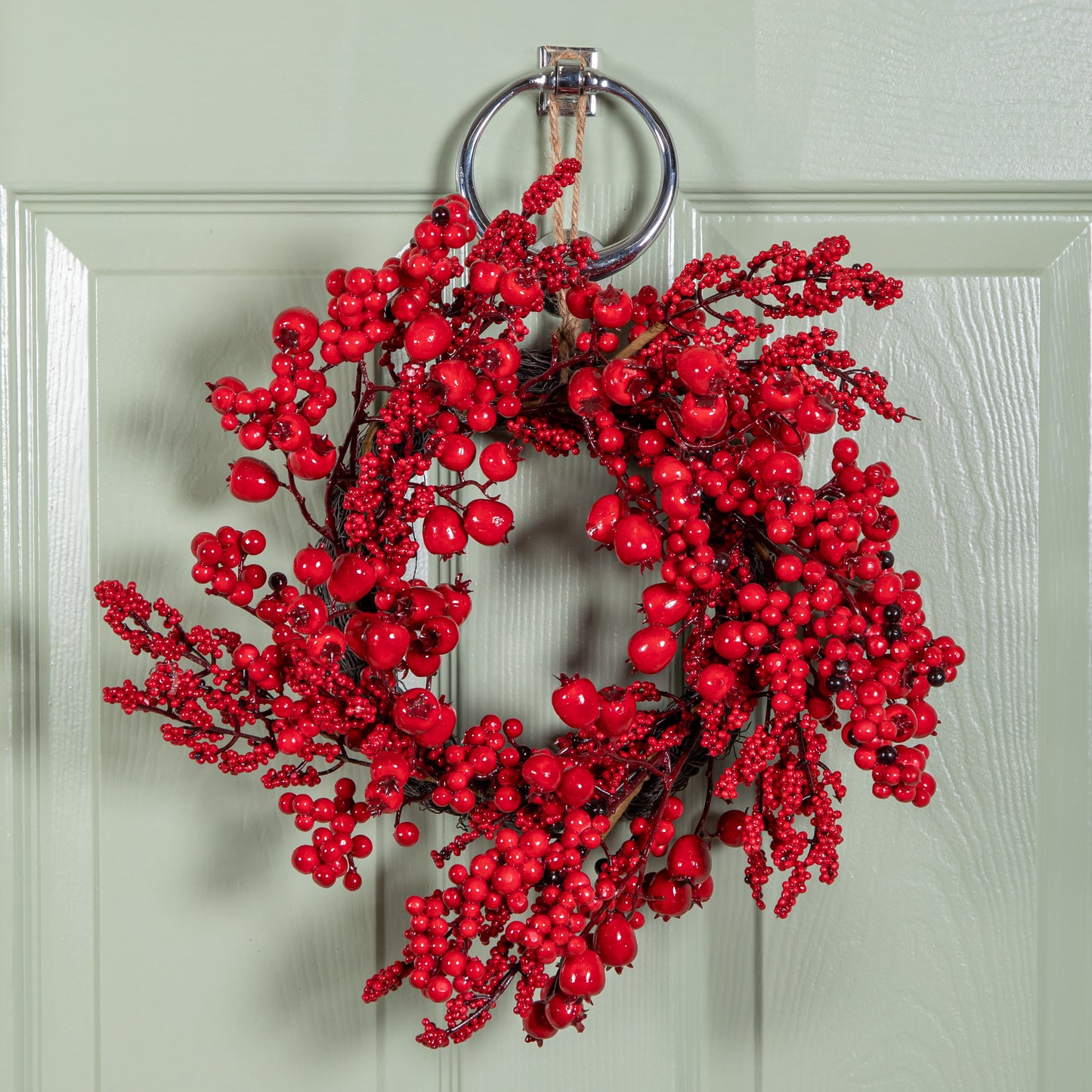 40cm Hanging Red Berry Burst Christmas Wreath