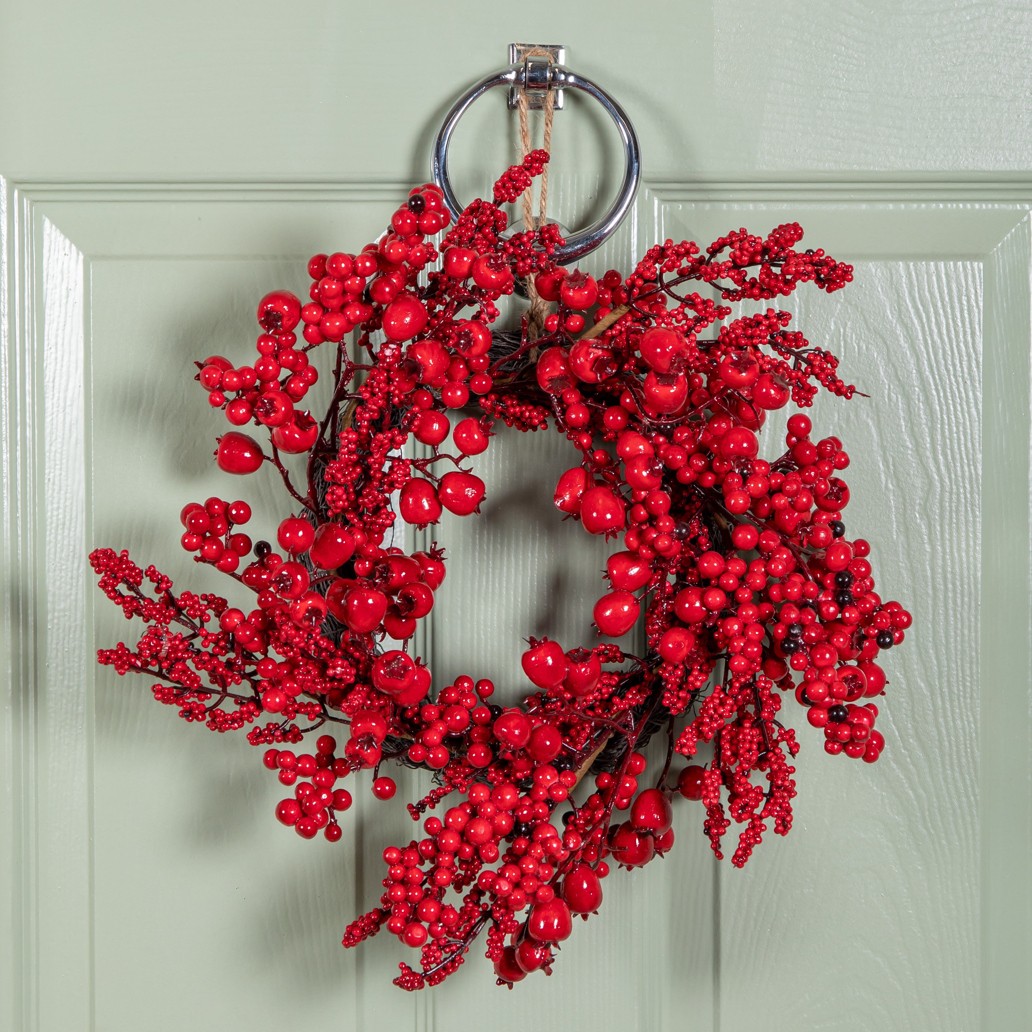 40cm Hanging Red Berry Burst Christmas Wreath