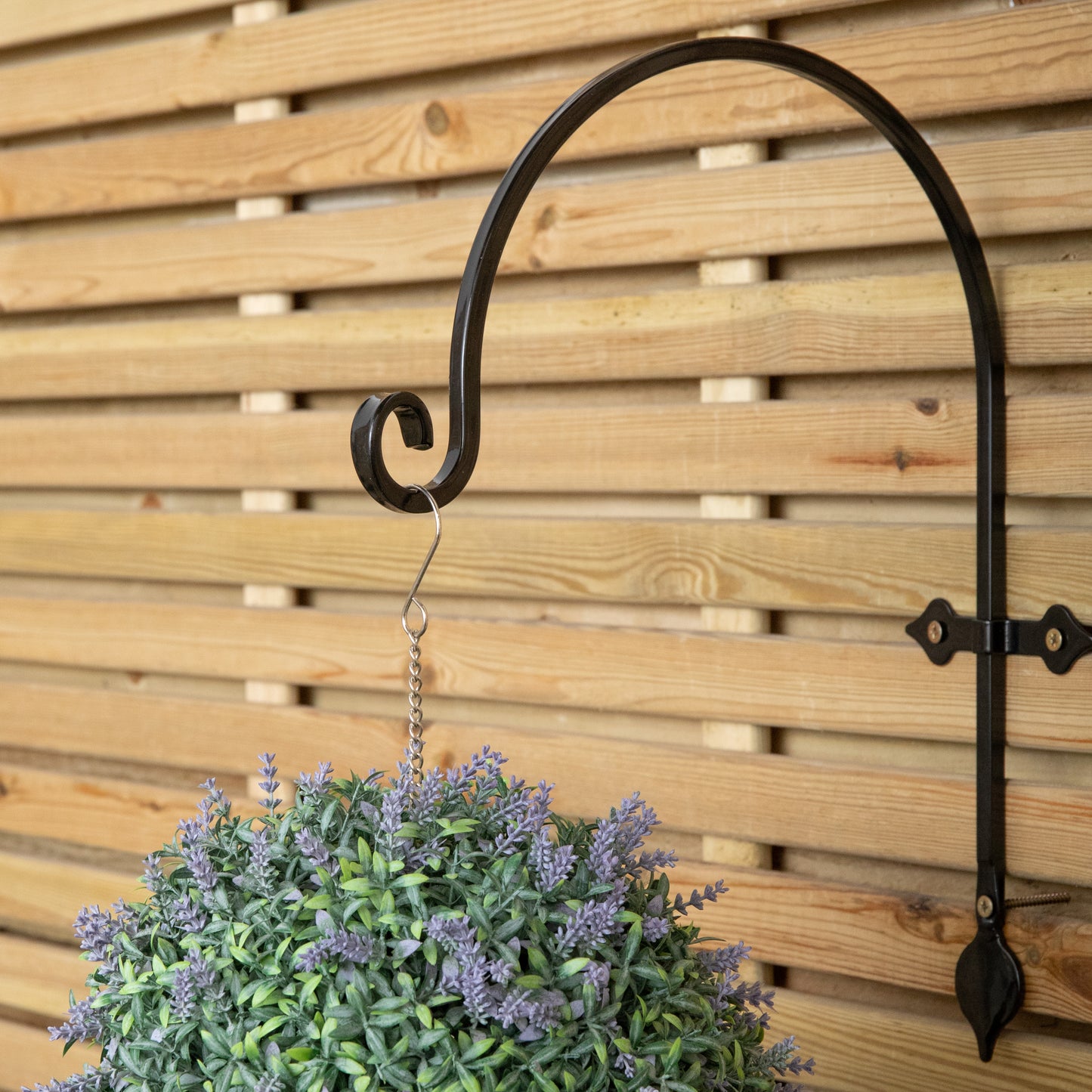 38cm Black Handcrafted Metal Garden Wall Bracket Hook for Hanging Baskets