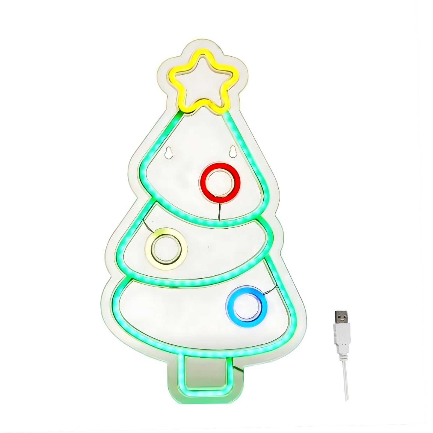 40cm USB Powered Light up Christmas Bauble Tree Neon Sign in Multi-Coloured