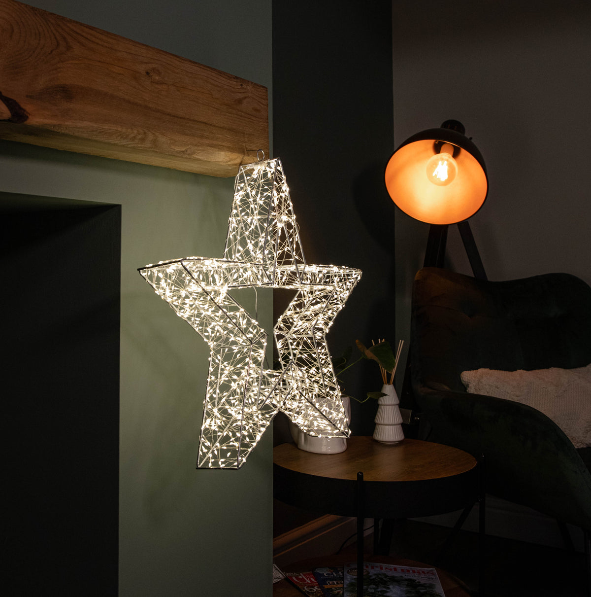 50cm Light up Dewdrop Christmas Star with 1440 Warm White LEDs & Timer Function