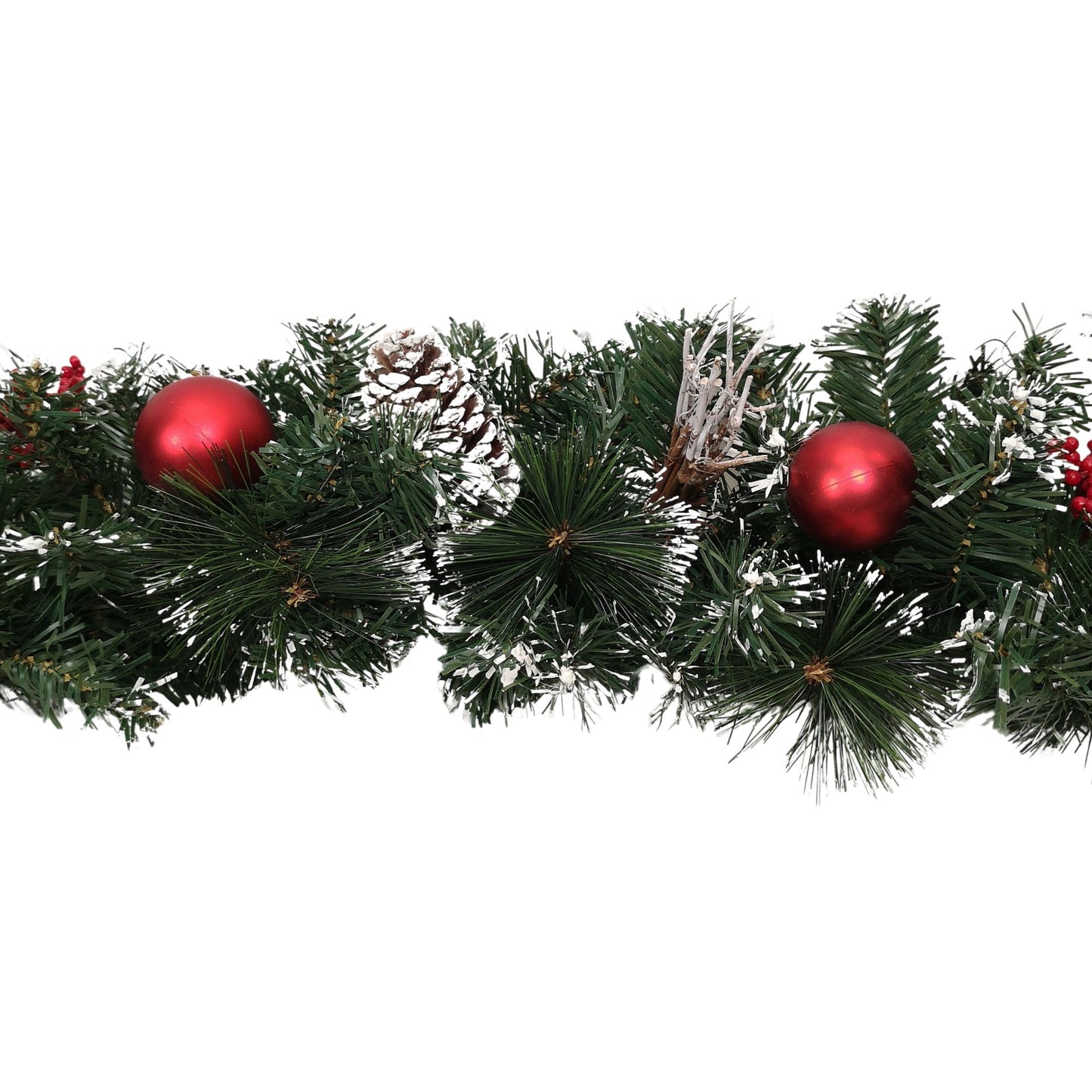 Premier 180cm (6ft) Festive Red Dressed Christmas Garland With Bows And Red Baubles