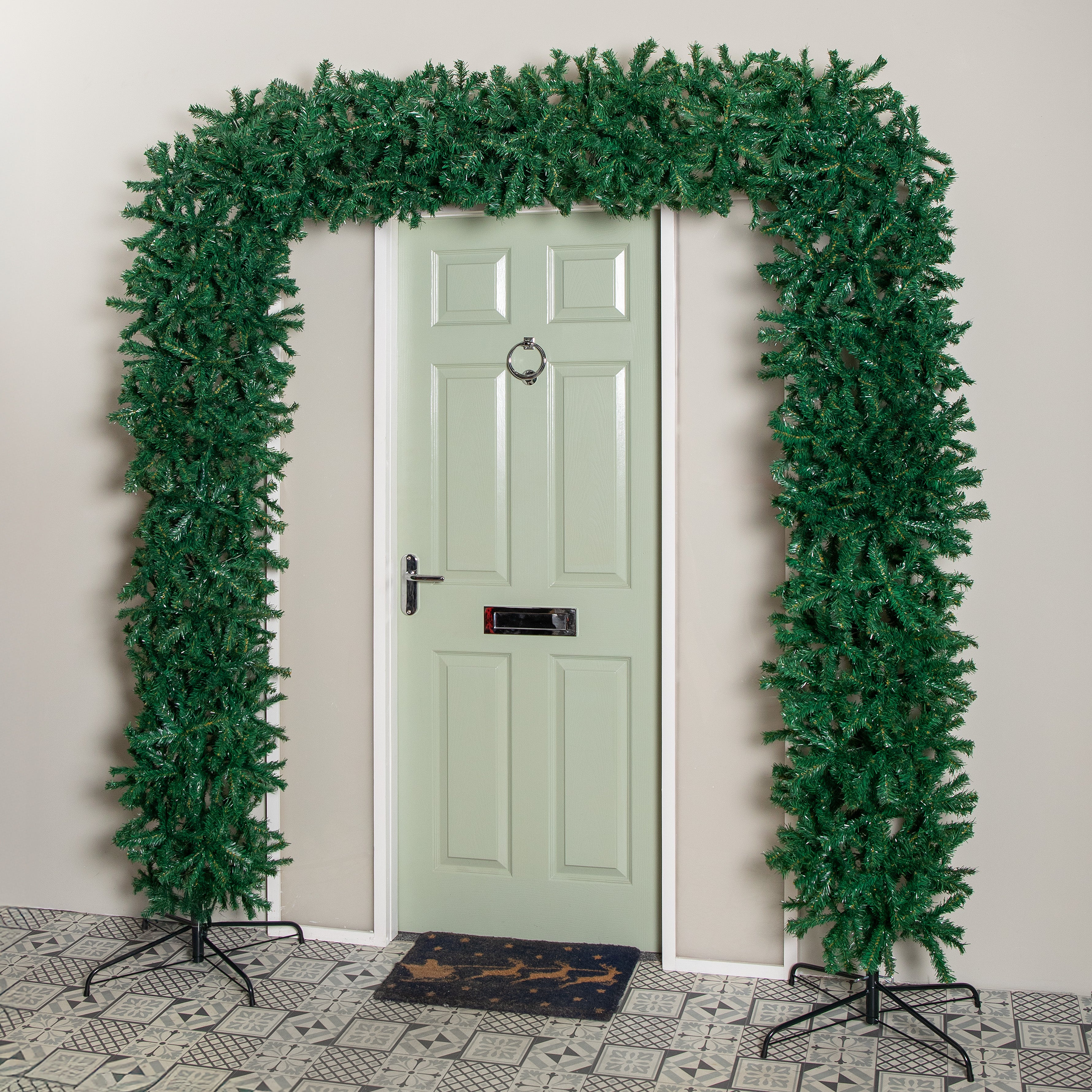 8ft (2.35m) Samuel Alexander Double Door Plain Green Flat Top Christmas Tree Arch with 2000 Tips