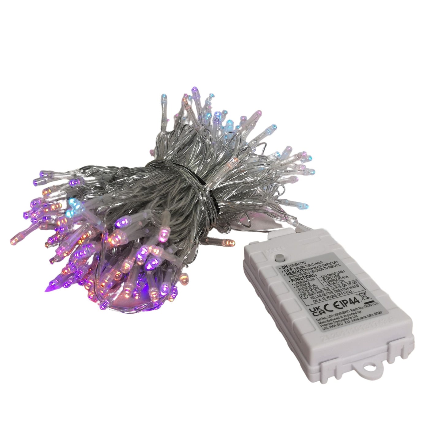 20m Battery Operated Indoor Outdoor Christmas String Lights with 200 LEDs in Rainbow