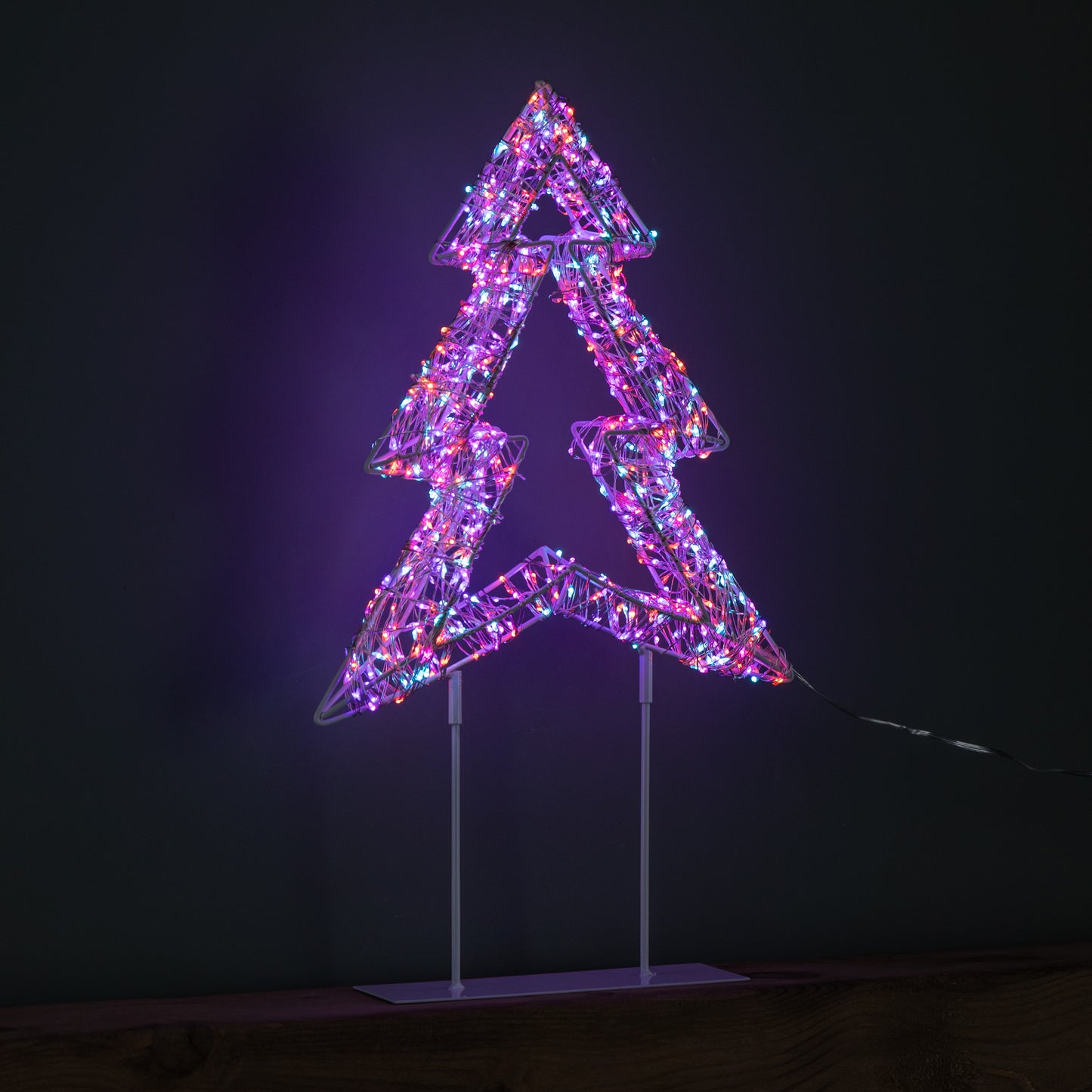 45cm Light up White Christmas Tree on Metal Stand with Twinkling Rainbow LEDs