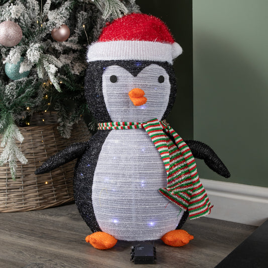 72cm Battery Operated Light up Pop up Christmas Penguin with Cool White LEDs