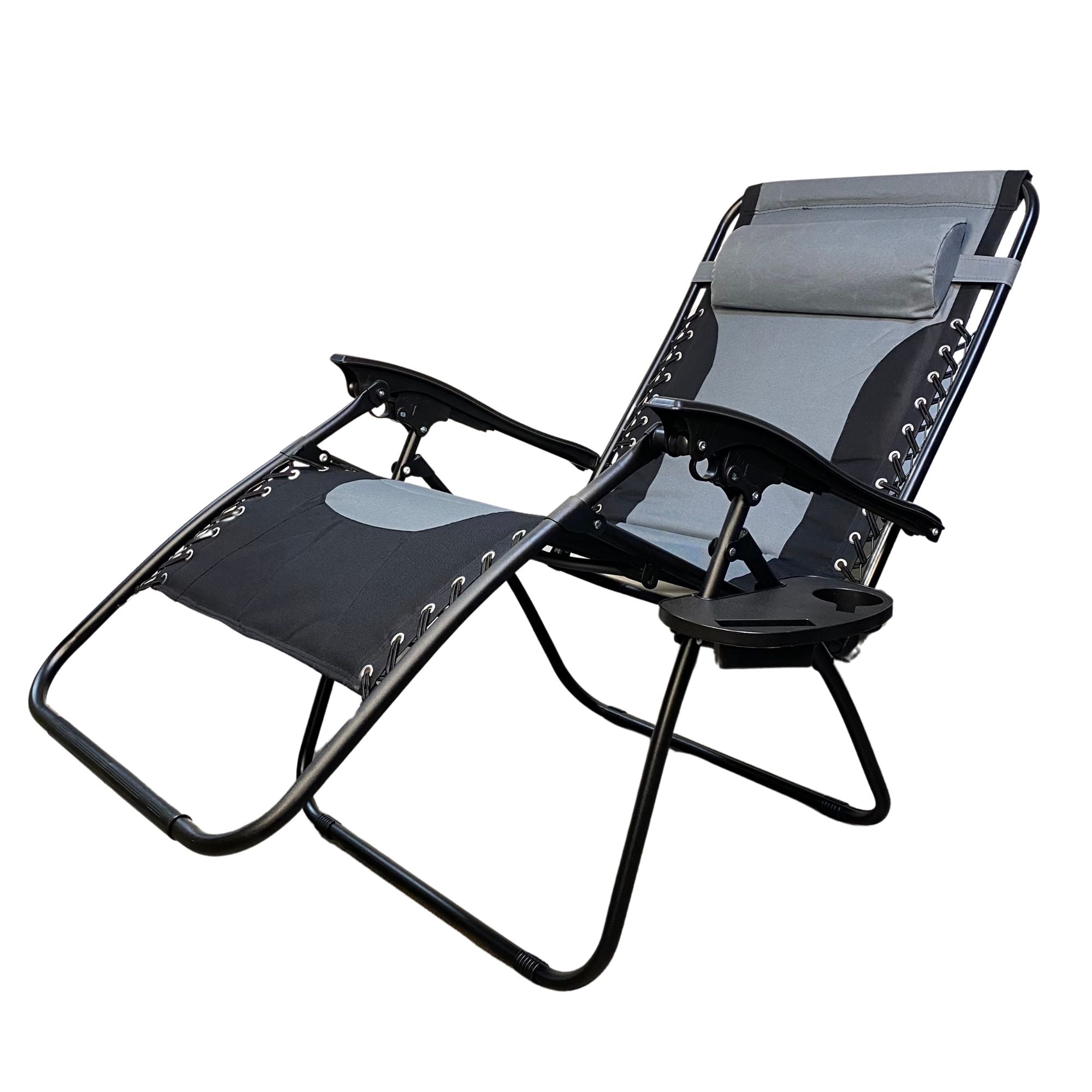 Luxury Padded Multi Position Zero Gravity Garden Relaxer Chair Lounger in Grey & Black